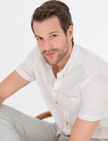 Bej Regular Fit Kısa Kollu Gömlek - 50265118042