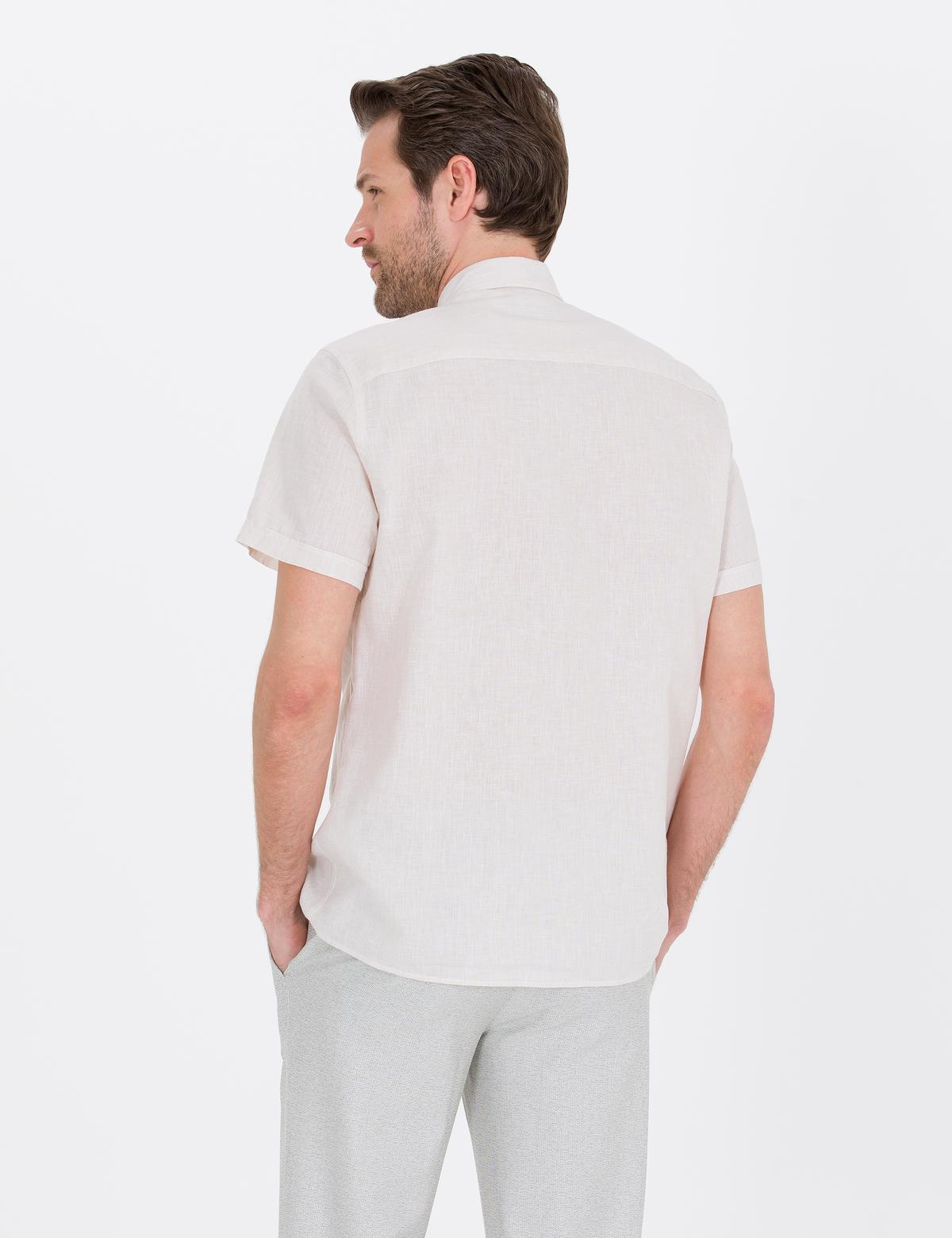 Bej Regular Fit Kısa Kollu Gömlek - 50265118042