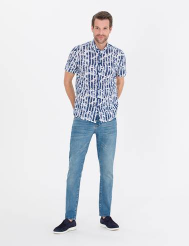 Lacivert Regular Fit Kısa Kollu Gömlek