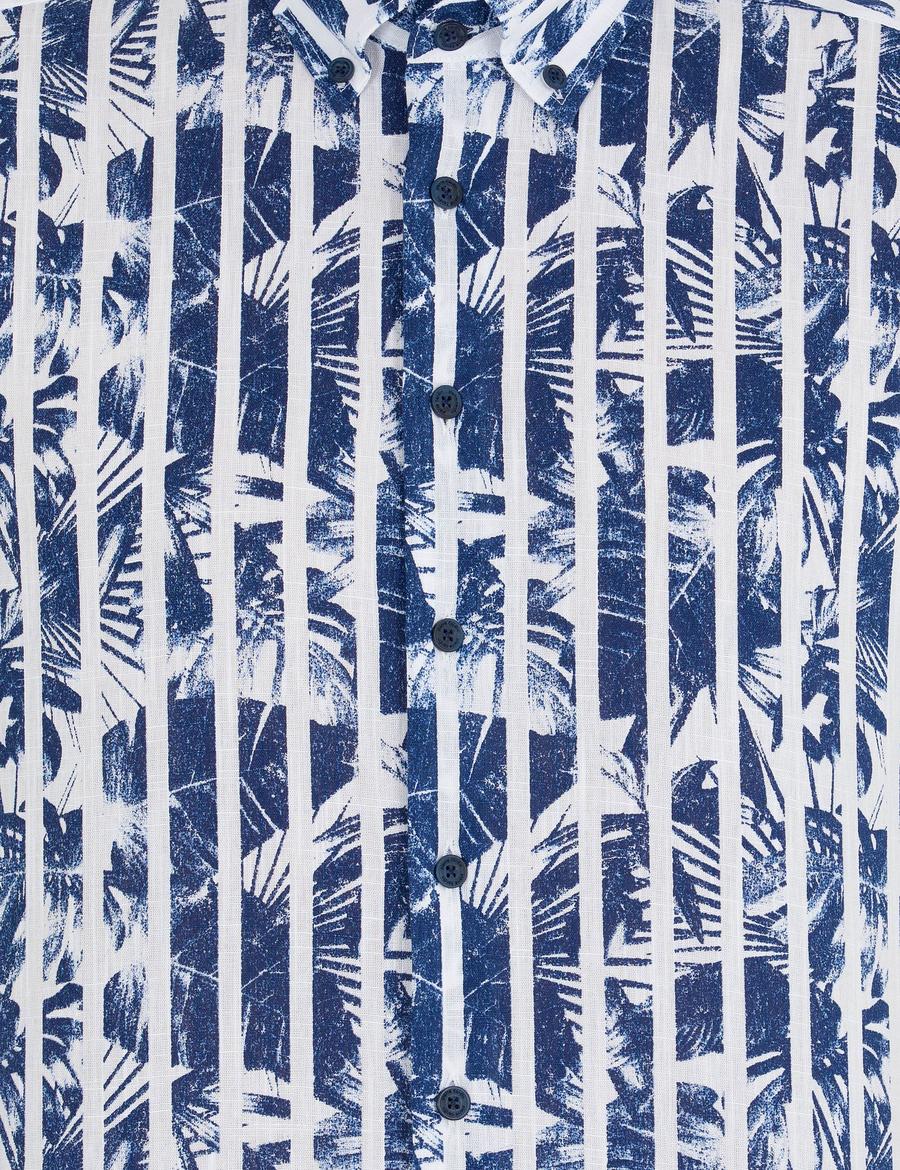 Lacivert Regular Fit Kısa Kollu Gömlek