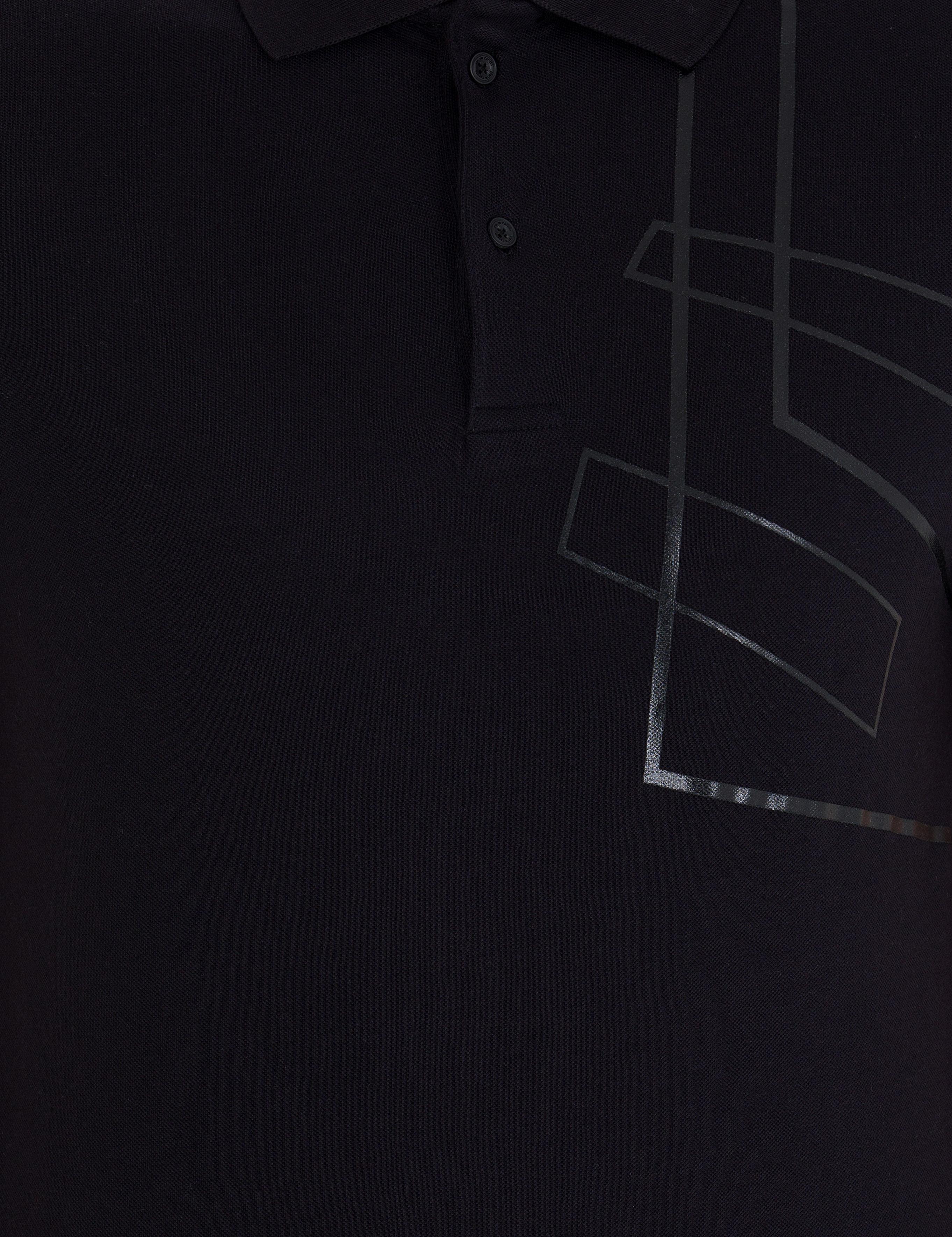 Siyah Slim Fit Baskılı Polo Yaka Tişört