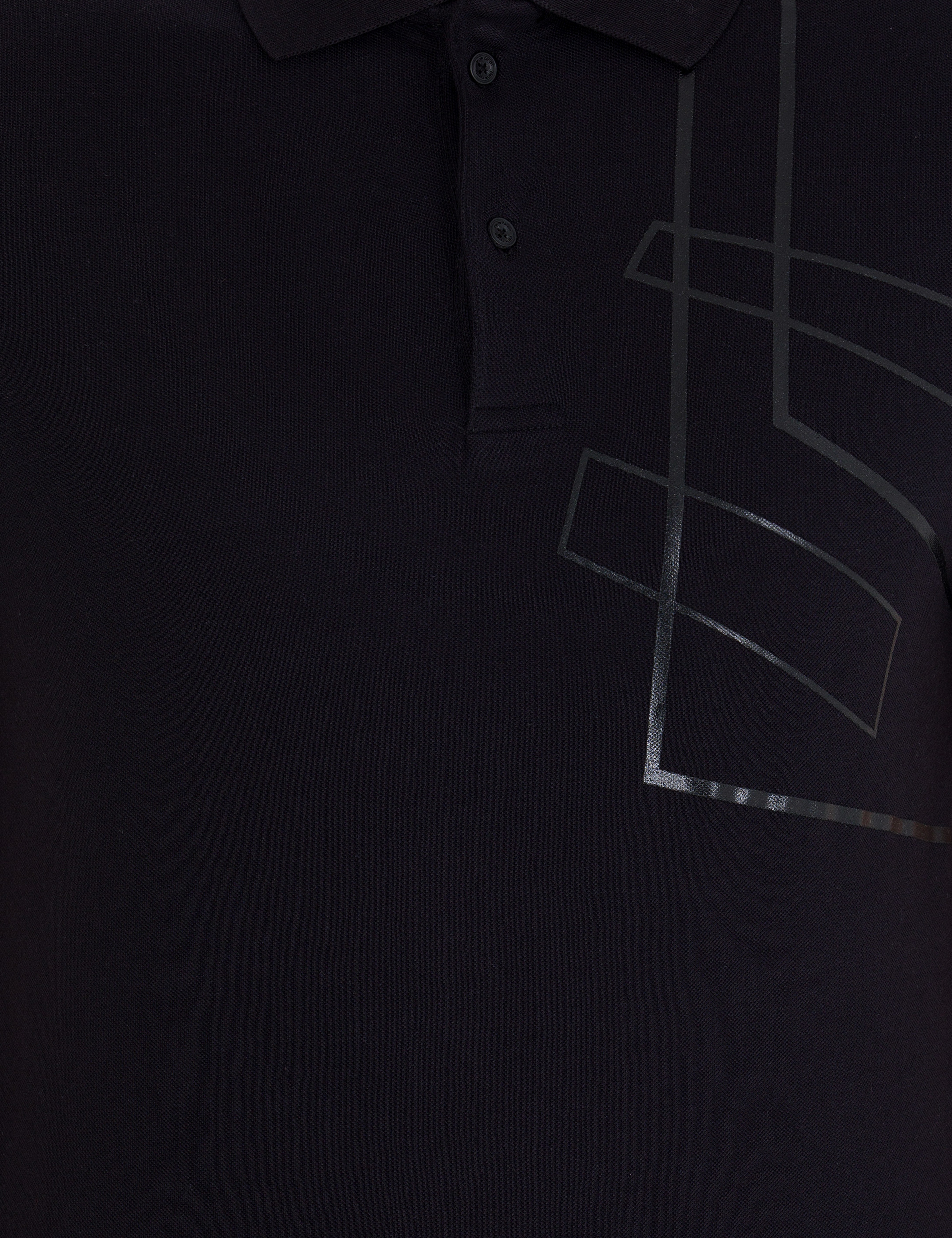 Siyah Slim Fit Baskılı Polo Yaka Tişört - Image 6