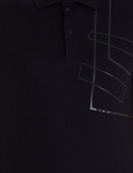 Siyah Slim Fit Baskılı Polo Yaka Tişört - 50254165013