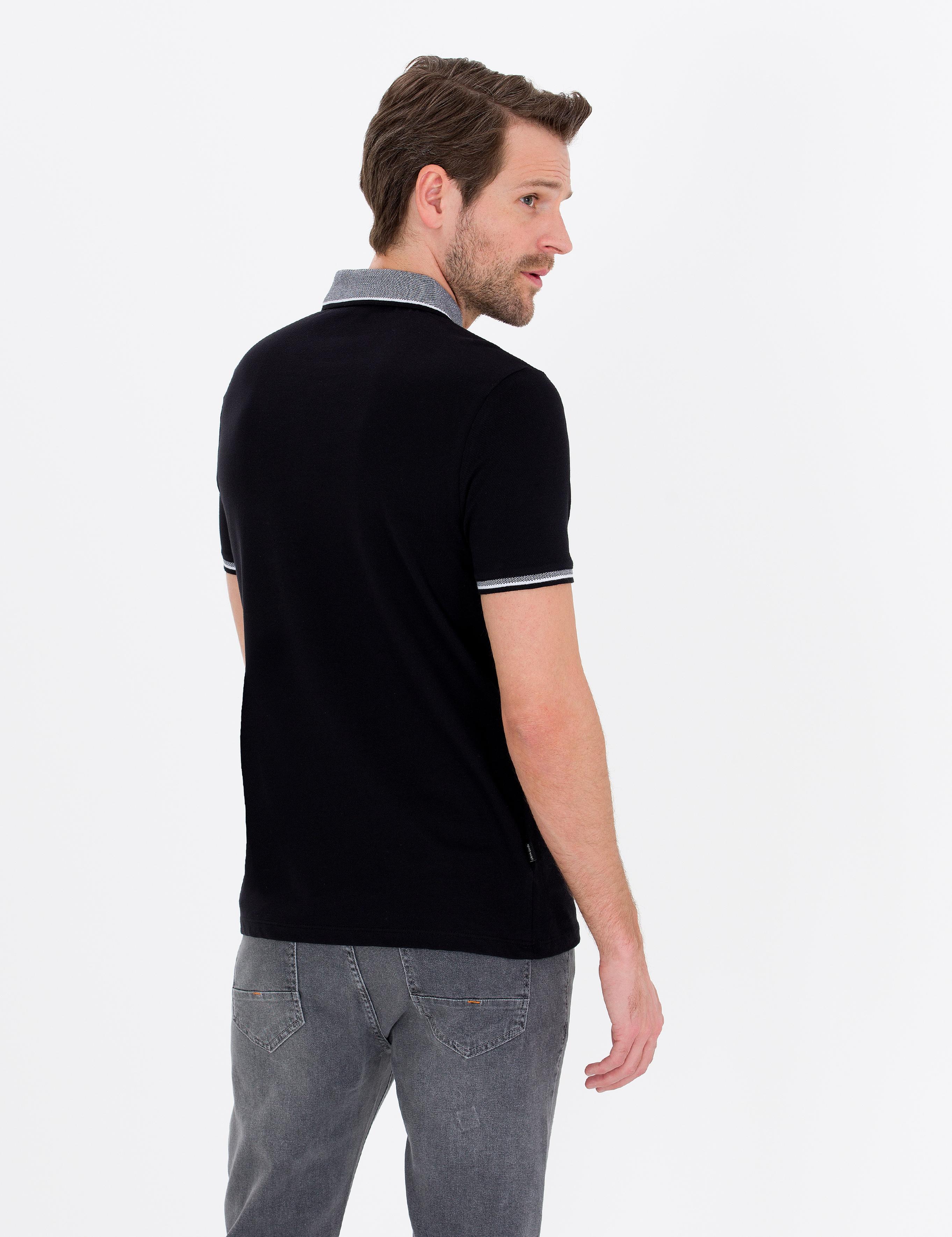 Siyah Regular Fit Polo Yaka Cepli Tişört