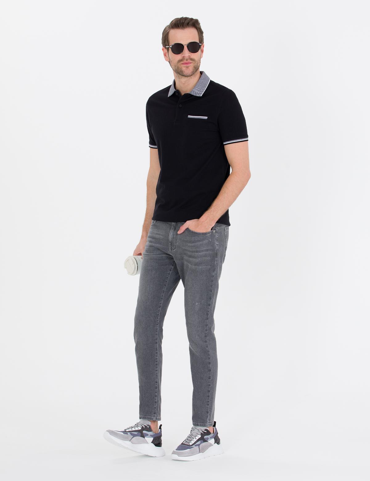 Siyah Regular Fit Polo Yaka Cepli Tişört - 50254170023