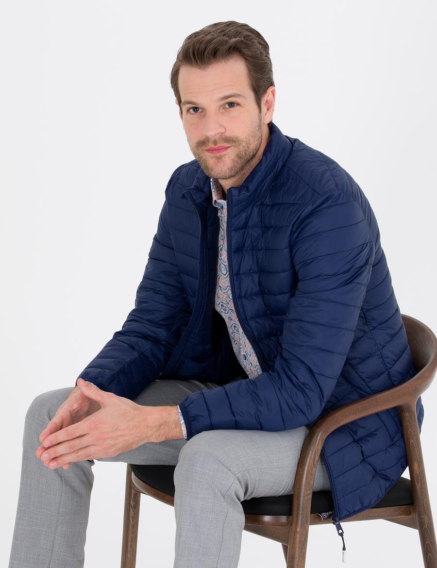 Lacivert Kapitone Mont