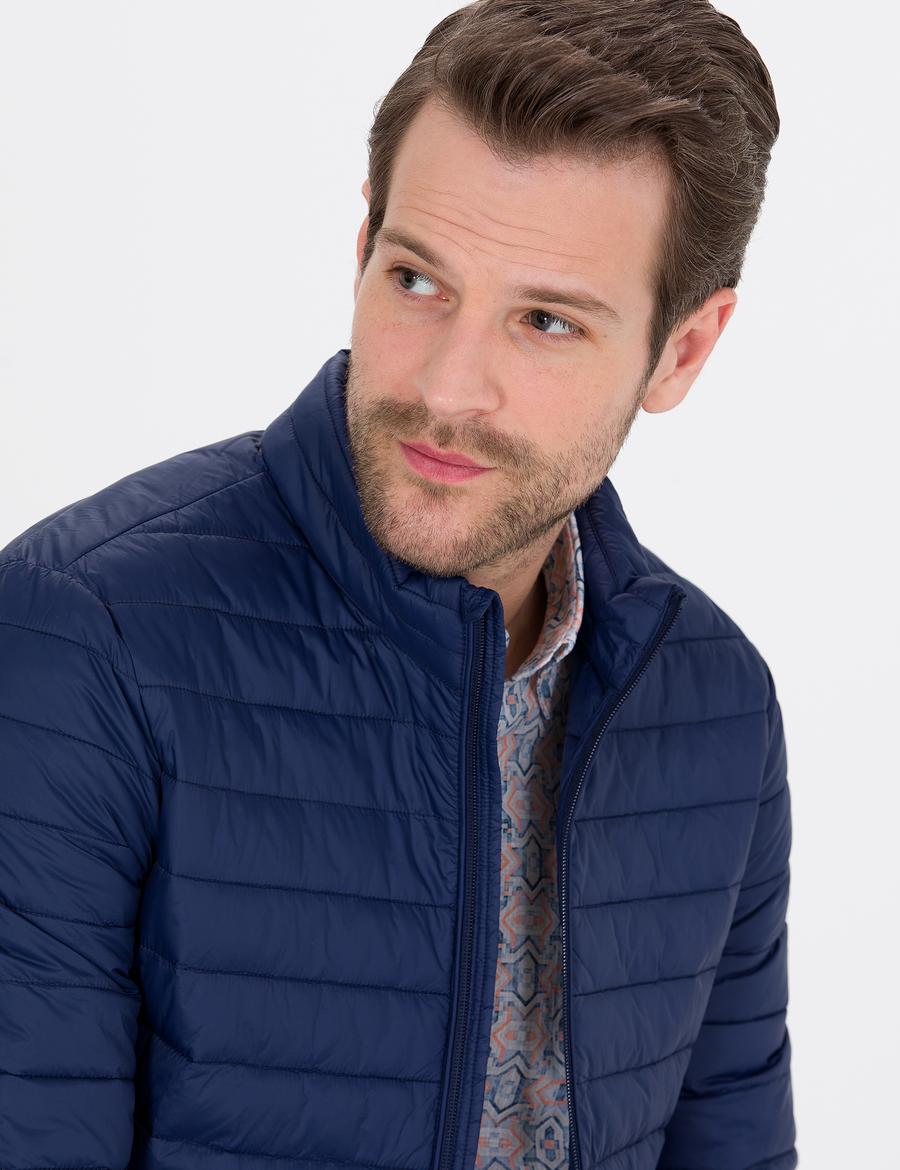 Lacivert Kapitone Mont