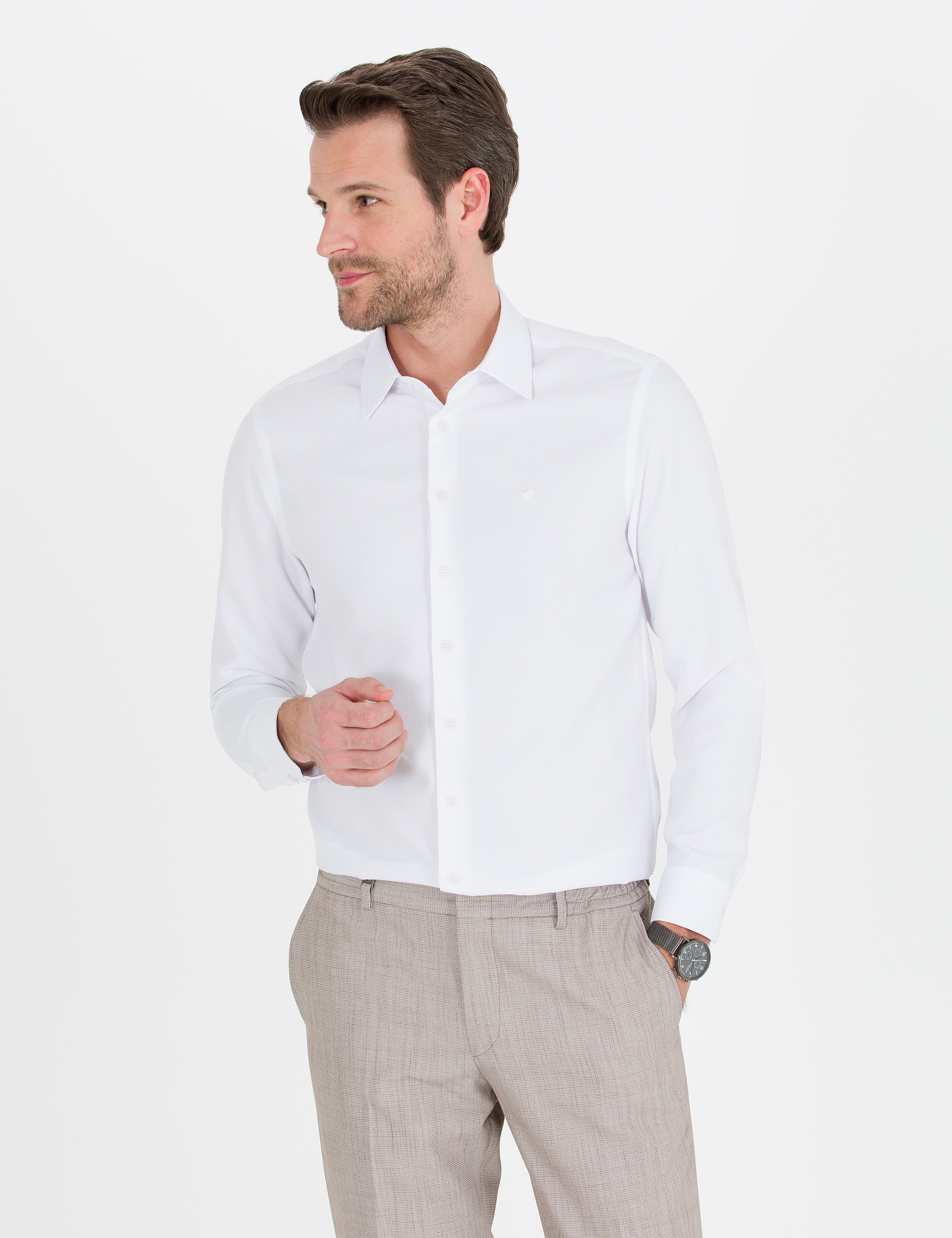 Beyaz Slim Fit Uzun Kollu Gömlek