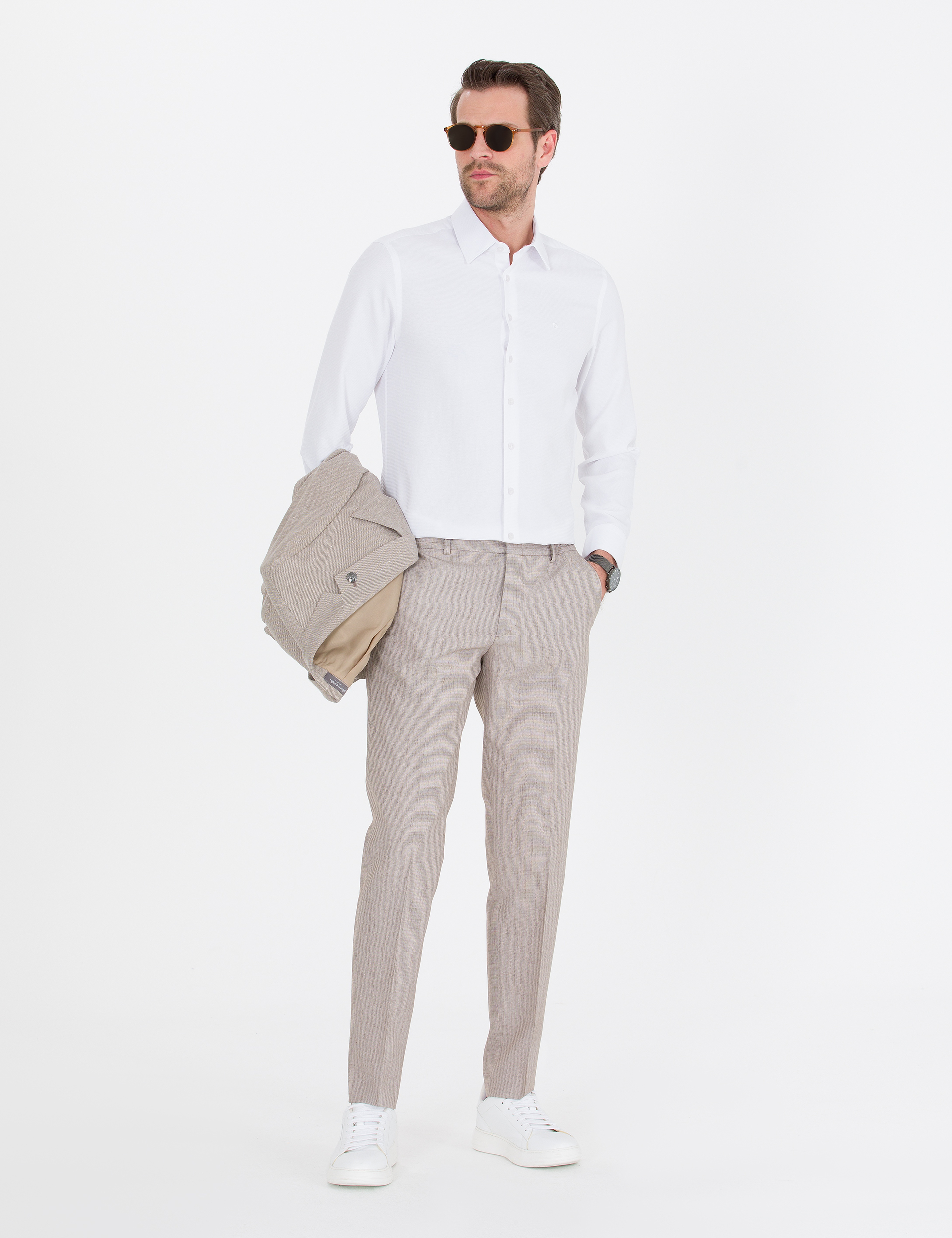 Beyaz Slim Fit Uzun Kollu Gömlek - Image 4