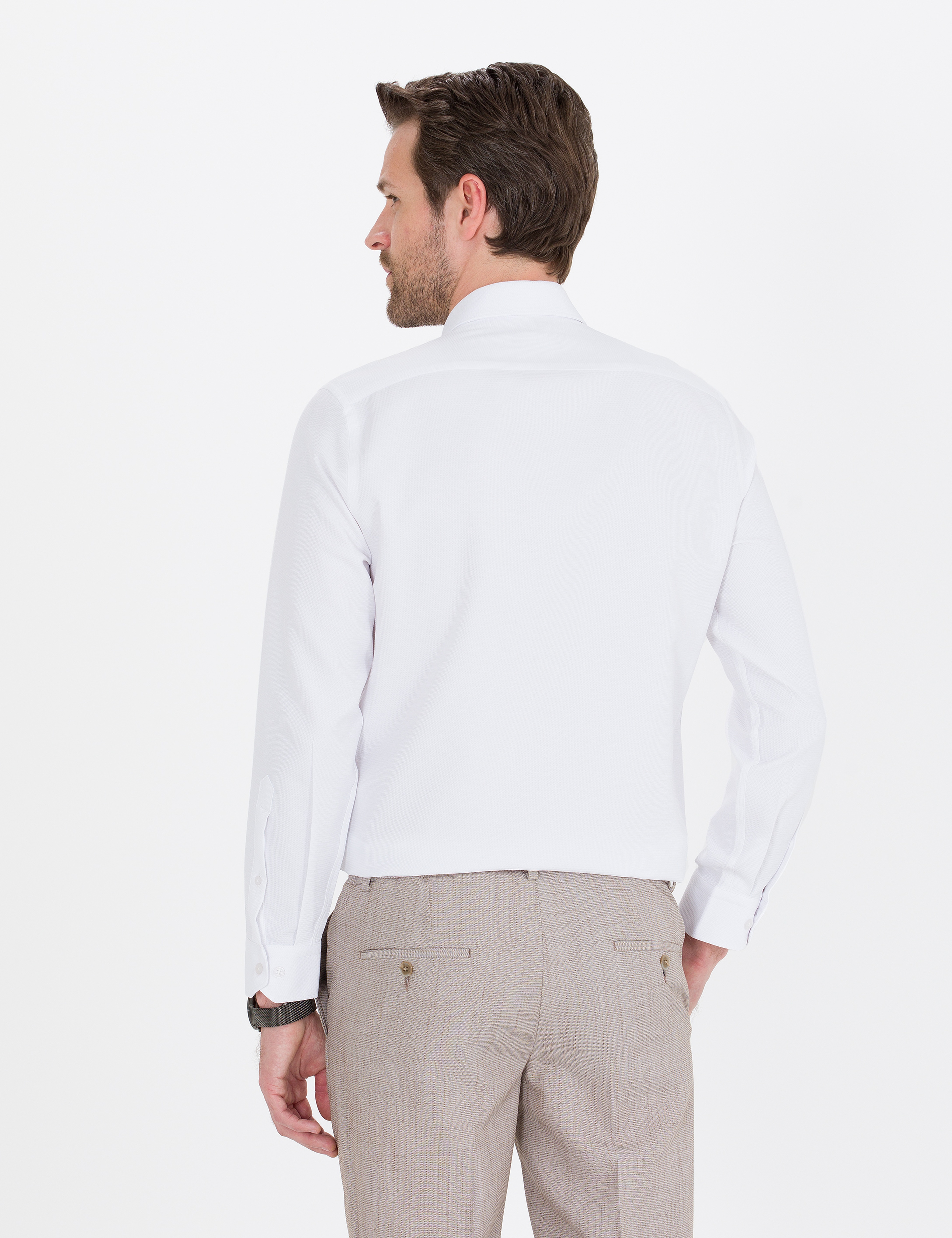 Beyaz Slim Fit Uzun Kollu Gömlek