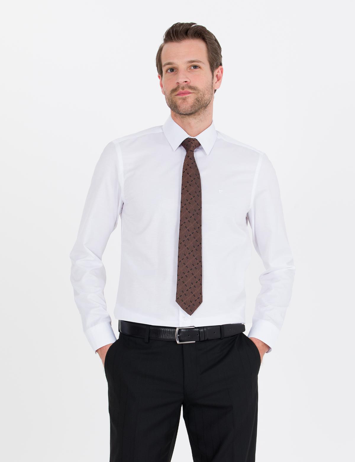 Beyaz Slim Fit Uzun Kollu Klasik Gömlek