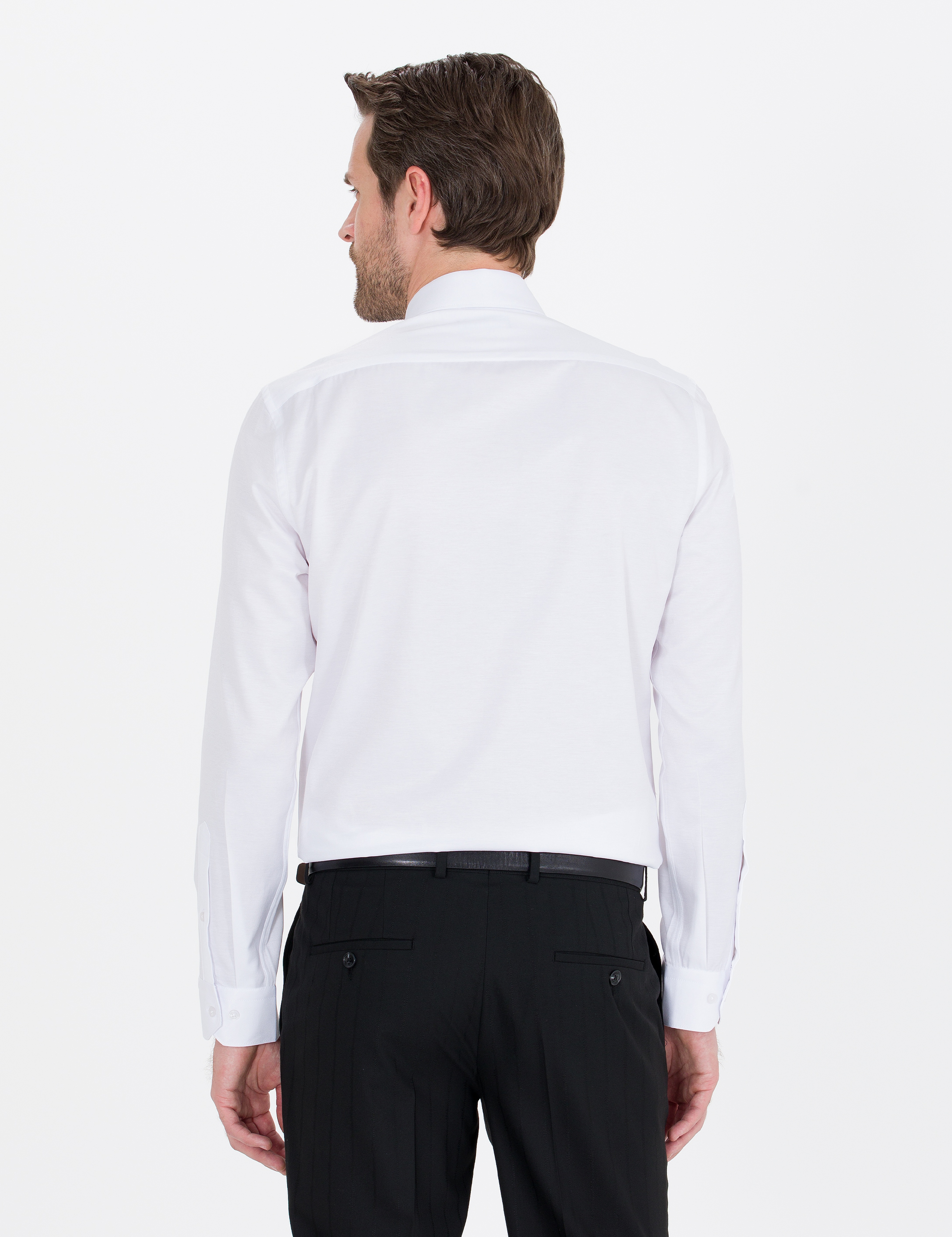 Beyaz Slim Fit Uzun Kollu Klasik Gömlek - Image 5