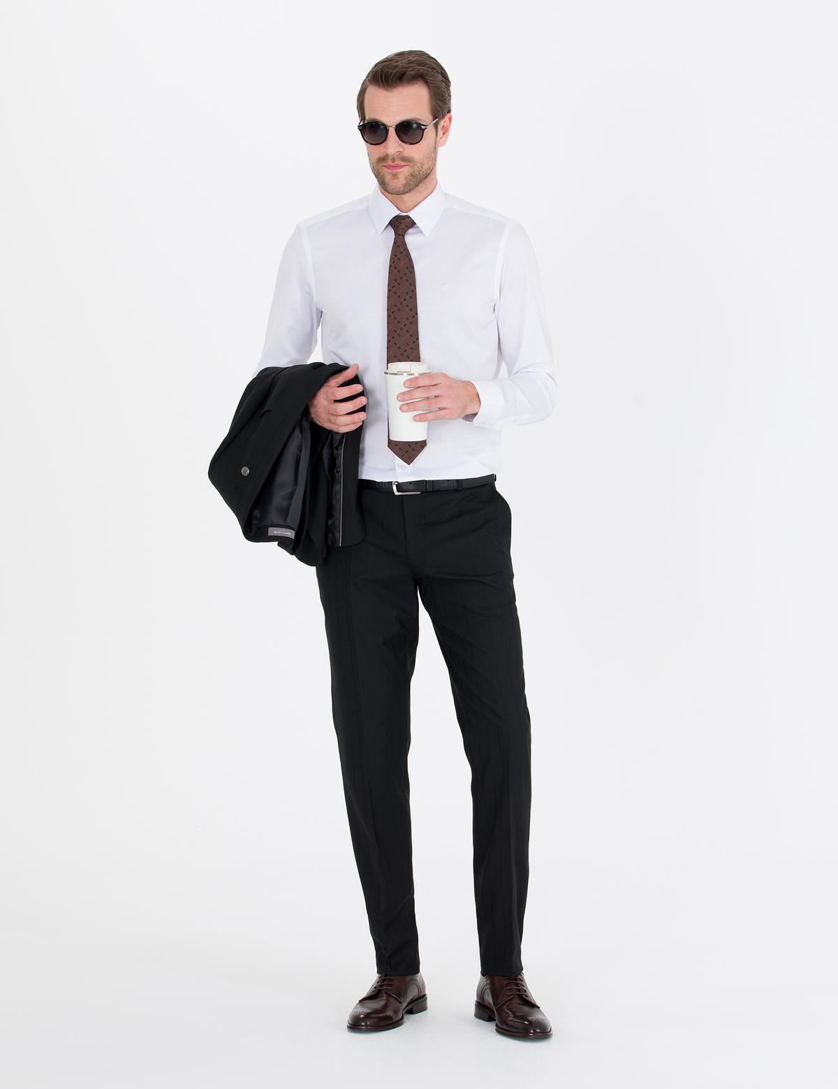 Beyaz Slim Fit Uzun Kollu Klasik Gömlek - 50268187006