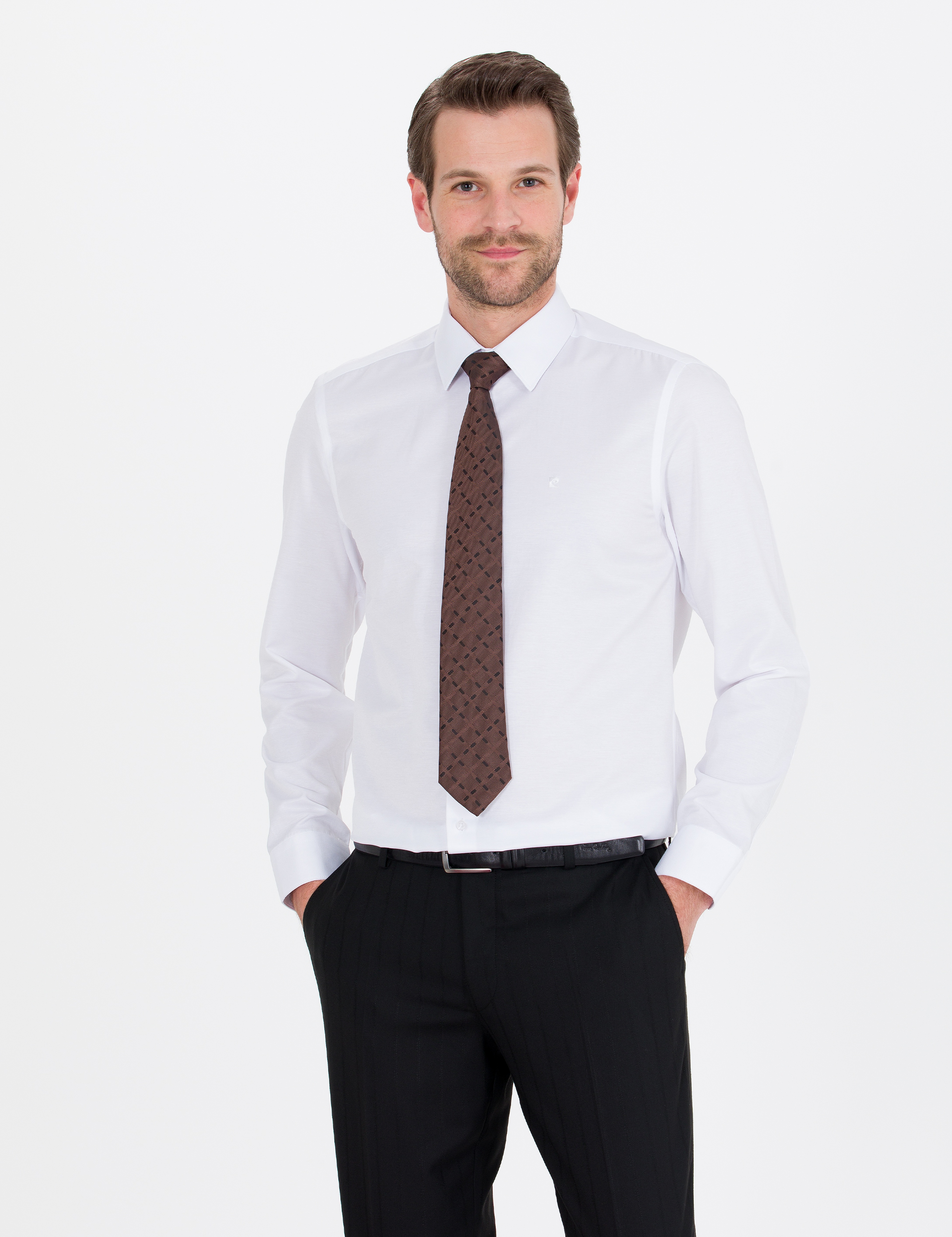 Beyaz Slim Fit Uzun Kollu Klasik Gömlek - Image 3
