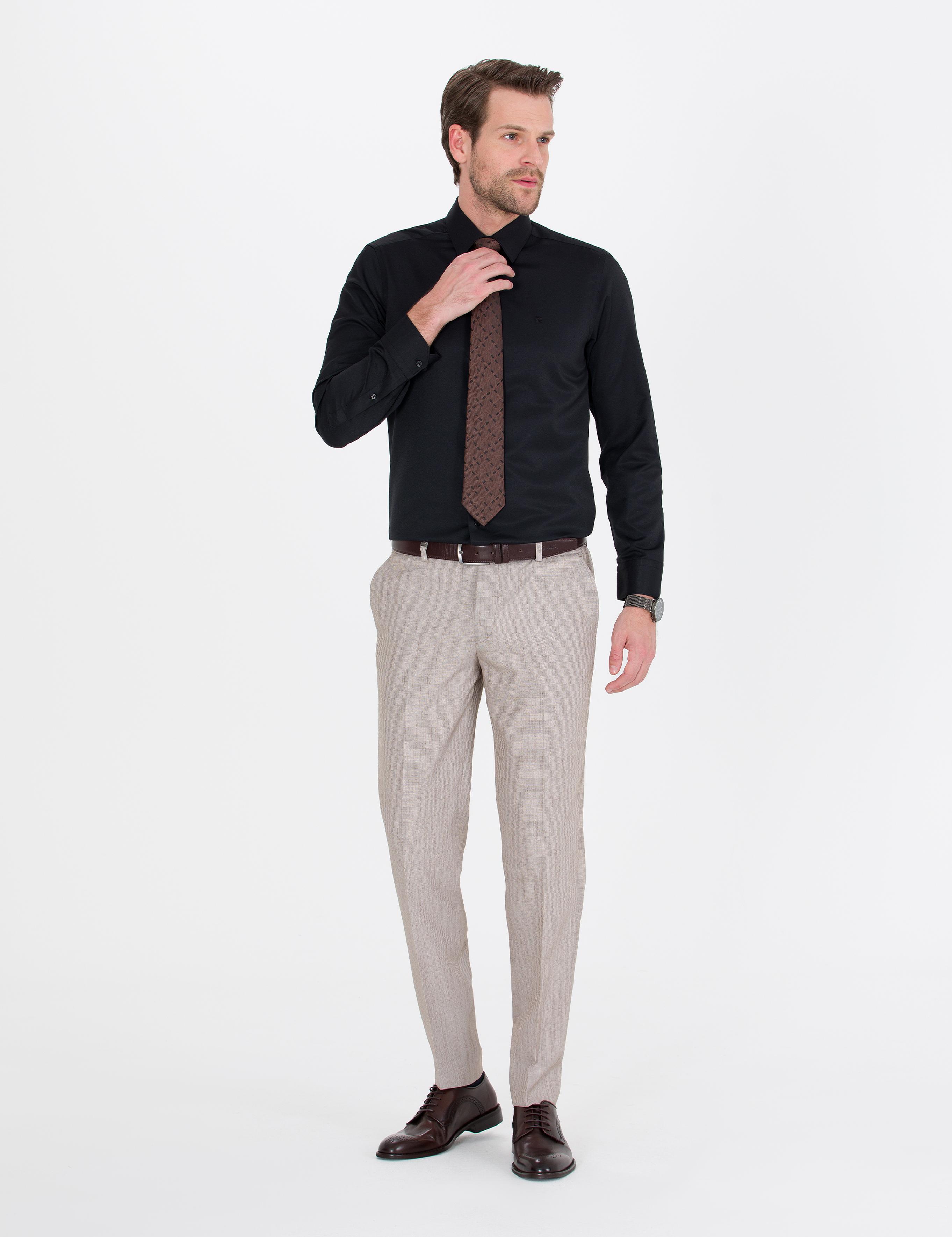 Siyah Slim Fit Uzun Kollu Klasik Gömlek