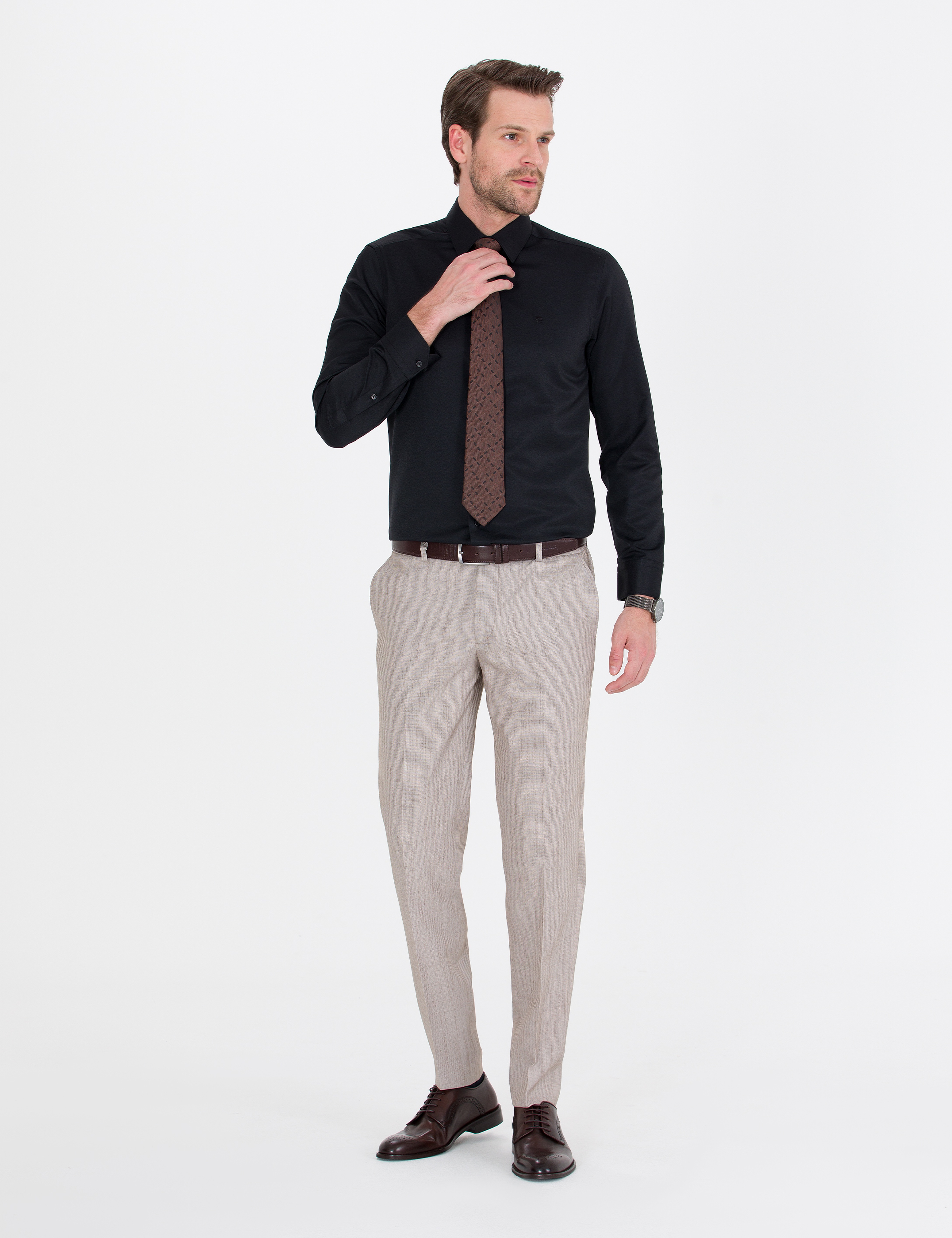 Siyah Slim Fit Uzun Kollu Klasik Gömlek
