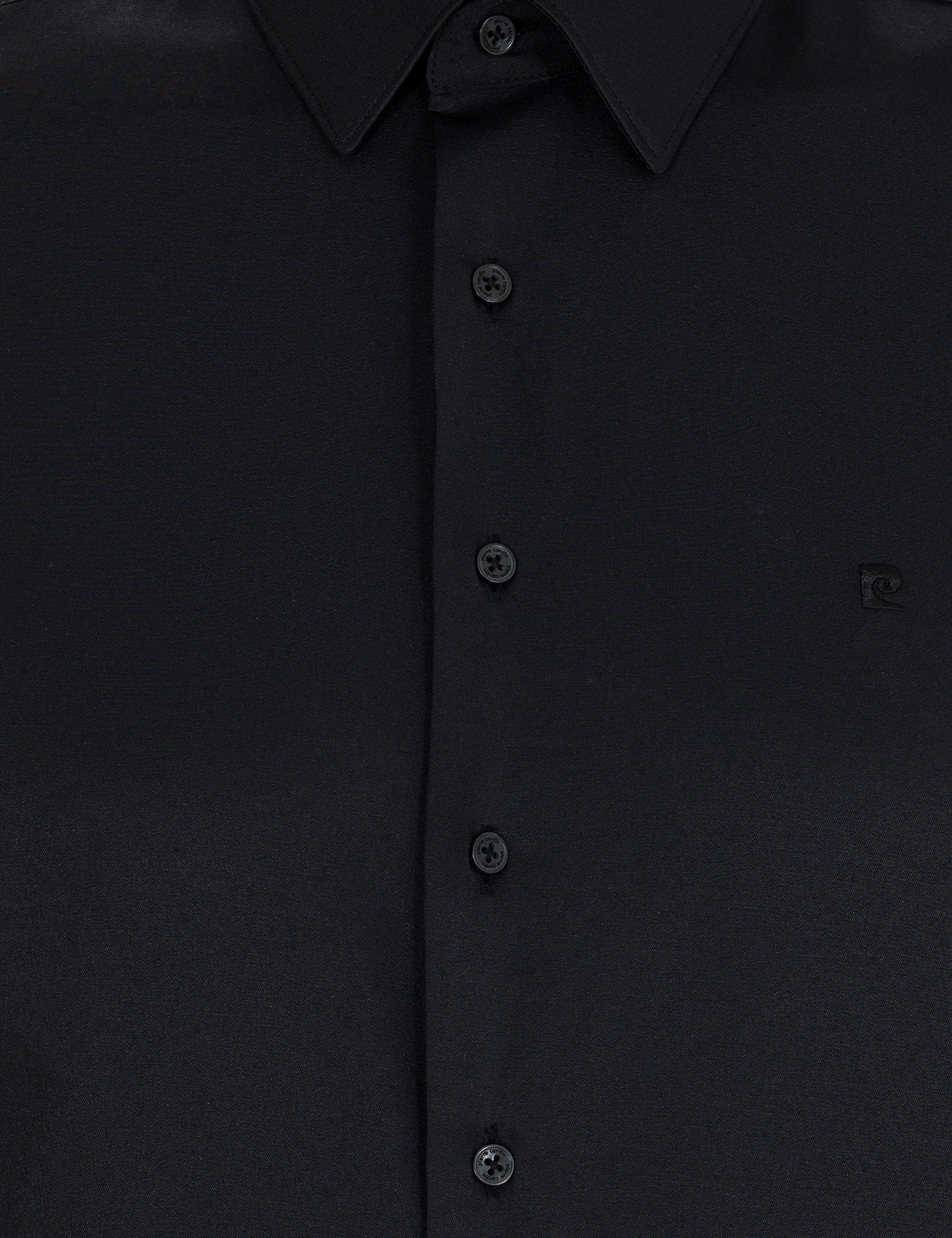 Siyah Slim Fit Uzun Kollu Klasik Gömlek - Image 6