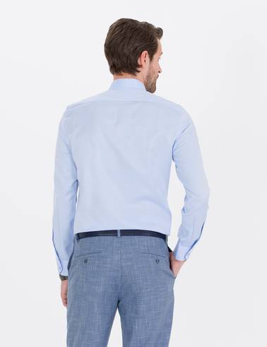 Açık Mavi Slim Fit Uzun Kollu Klasik Gömlek