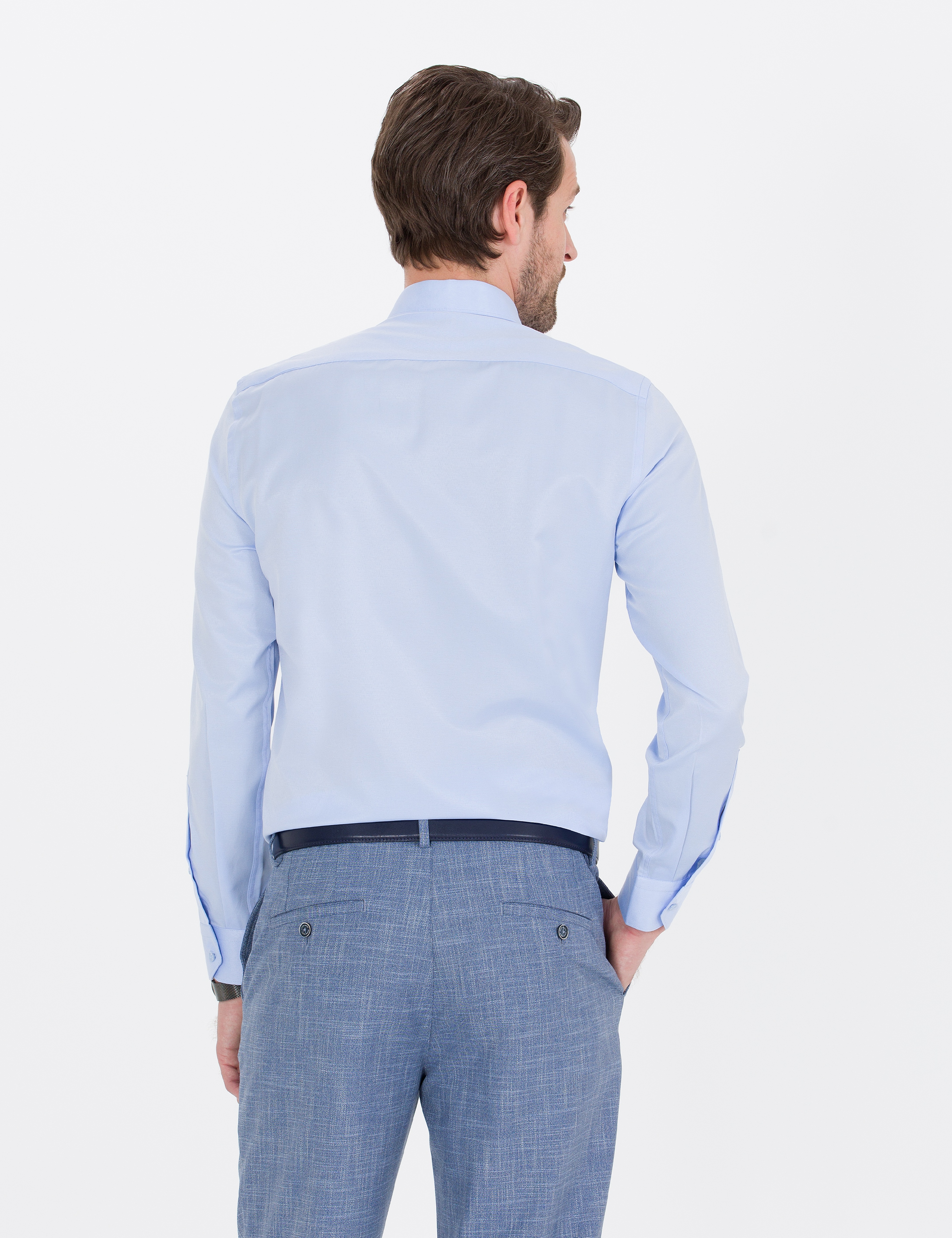 Açık Mavi Slim Fit Uzun Kollu Klasik Gömlek