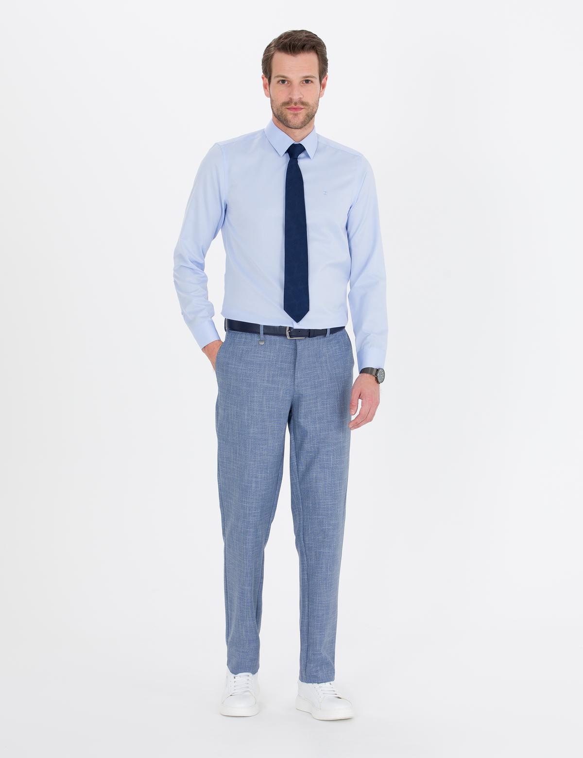 Açık Mavi Slim Fit Uzun Kollu Klasik Gömlek - 50268187024