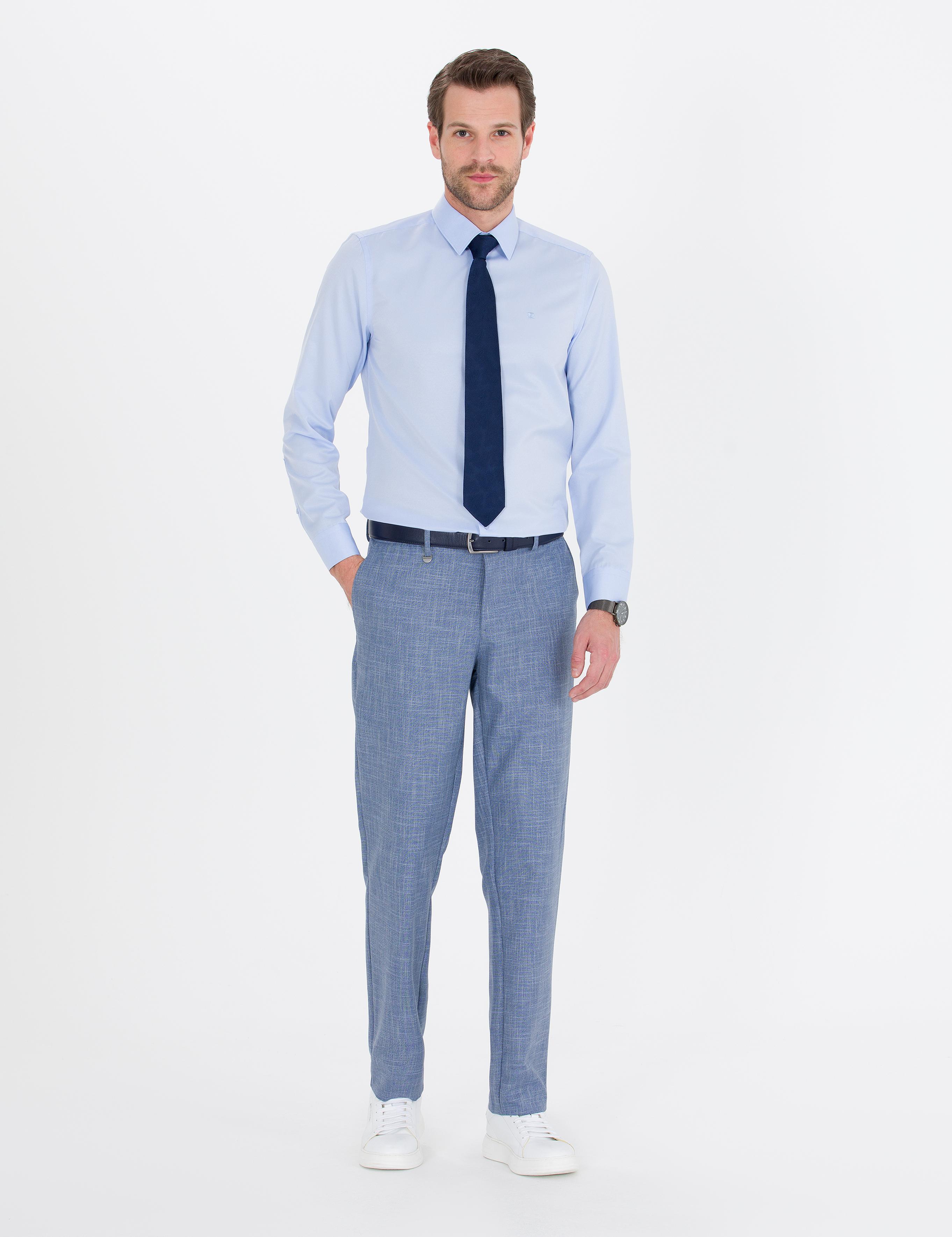 Açık Mavi Slim Fit Uzun Kollu Klasik Gömlek