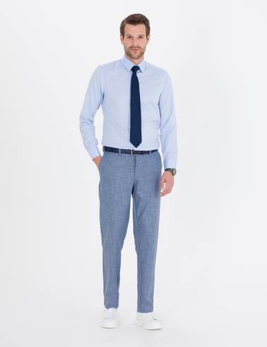 Açık Mavi Slim Fit Uzun Kollu Klasik Gömlek