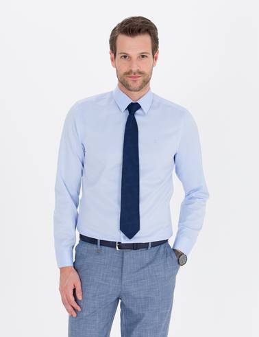 Açık Mavi Slim Fit Uzun Kollu Klasik Gömlek