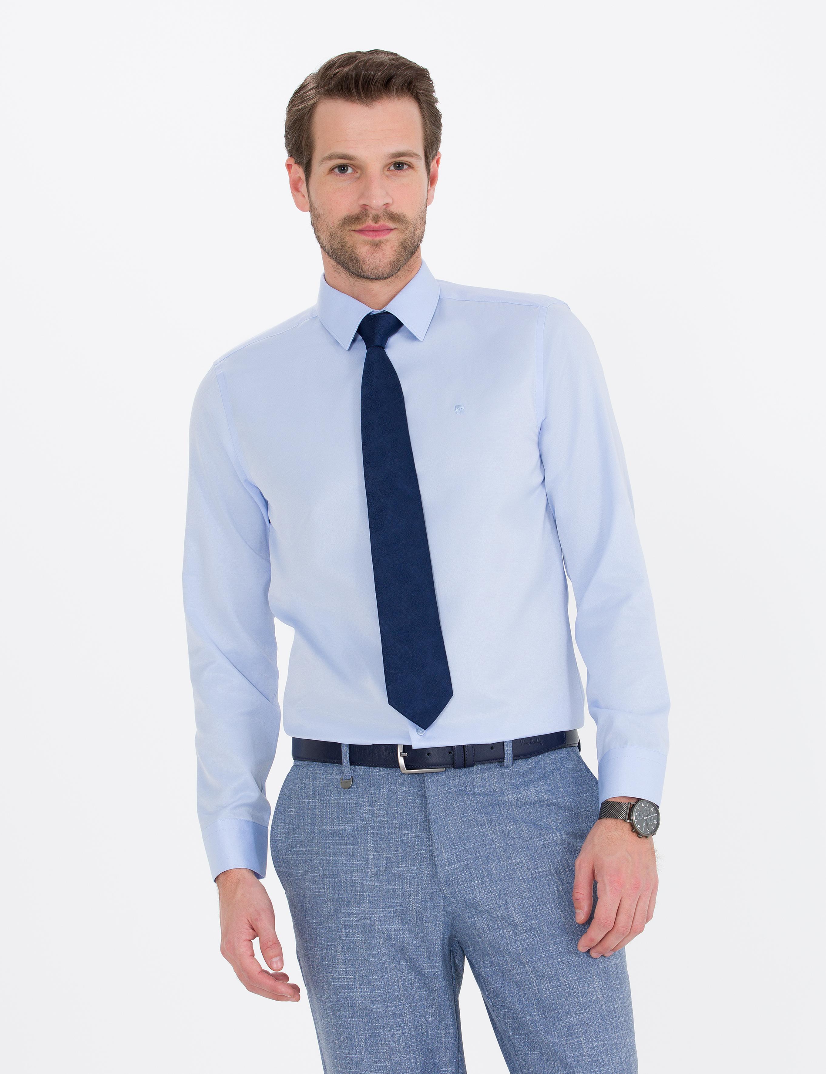 Açık Mavi Slim Fit Uzun Kollu Klasik Gömlek