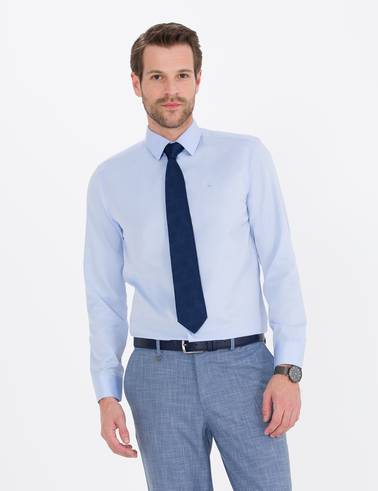 Açık Mavi Slim Fit Uzun Kollu Klasik Gömlek