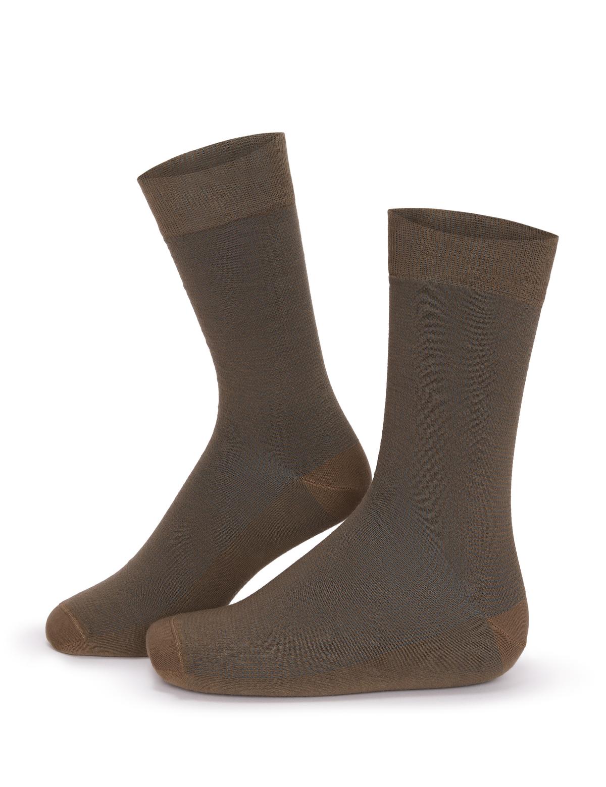 Erkek Pamuk Karışımlı Haki Soket Basic Çorap