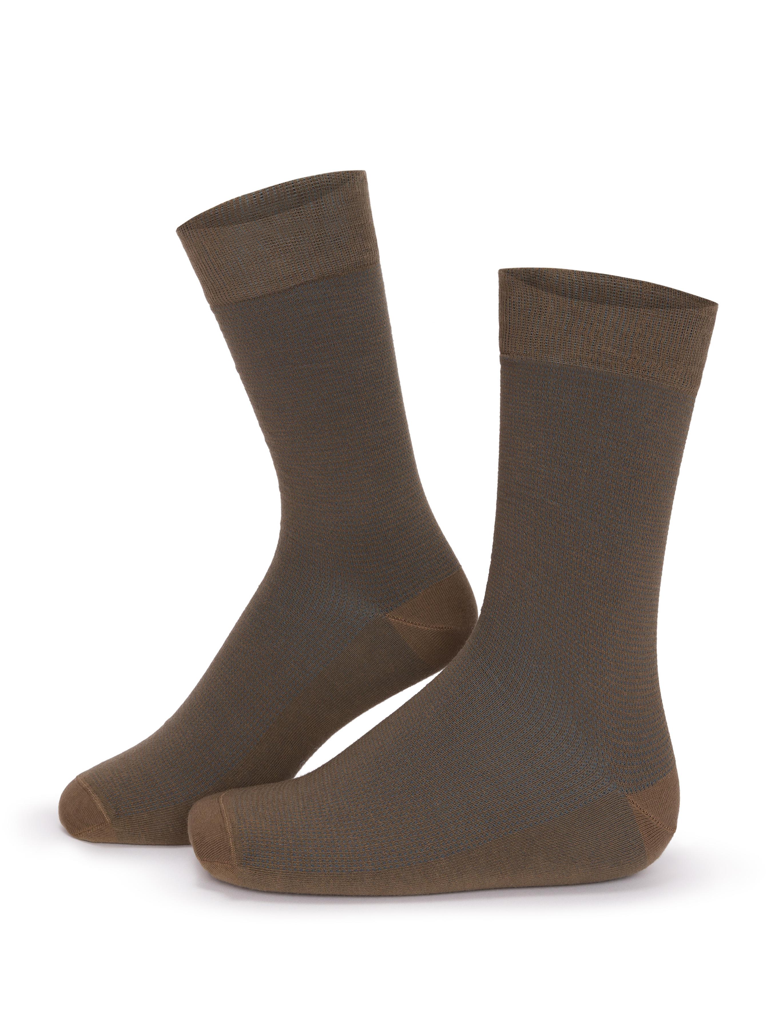 Erkek Pamuk Karışımlı Haki Soket Basic Çorap