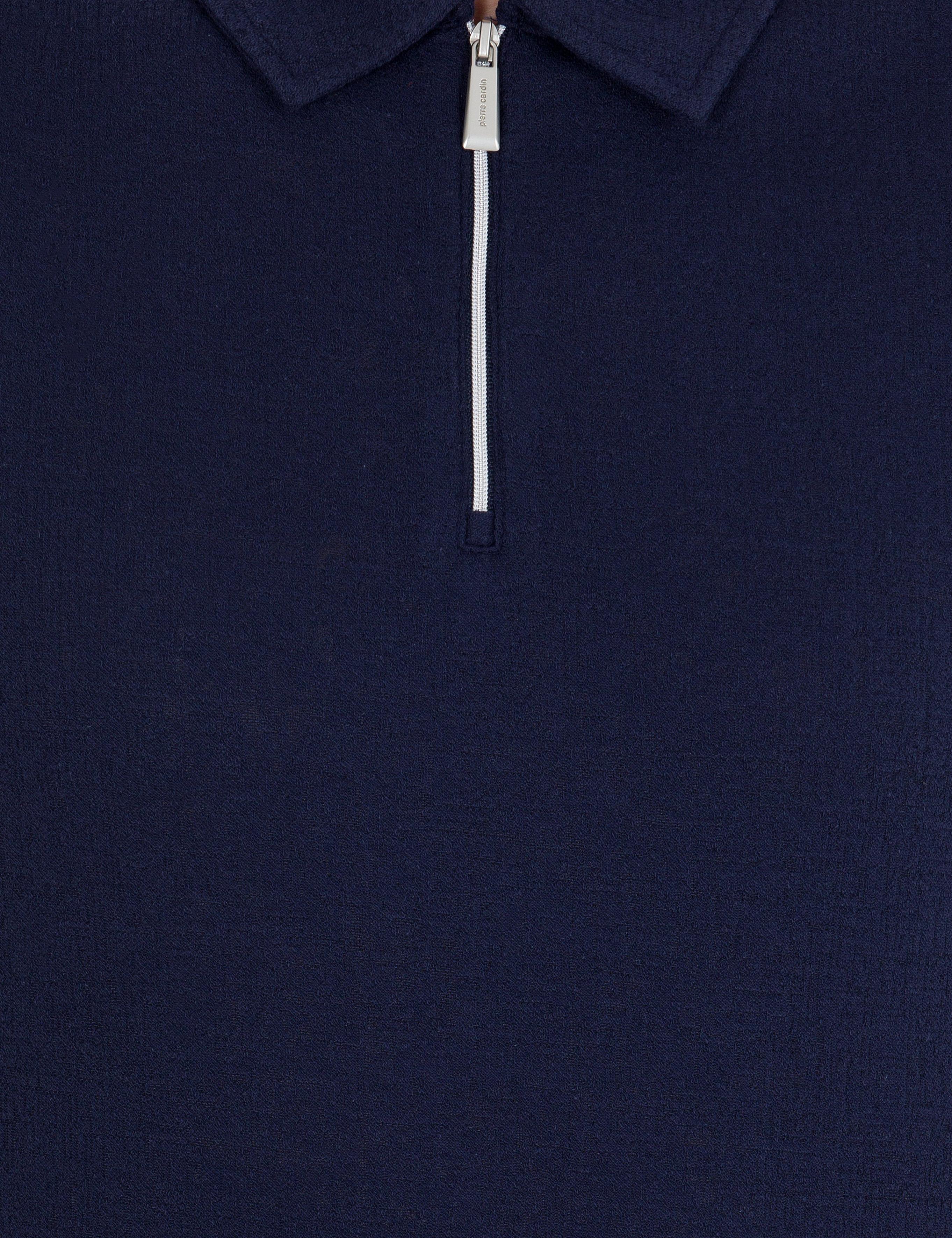 Lacivert Slim Fit Fermuarlı Polo Yaka Tişört