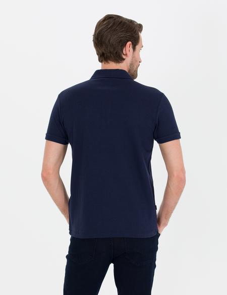 Lacivert Slim Fit Fermuarlı Polo Yaka Tişört - 50265228011