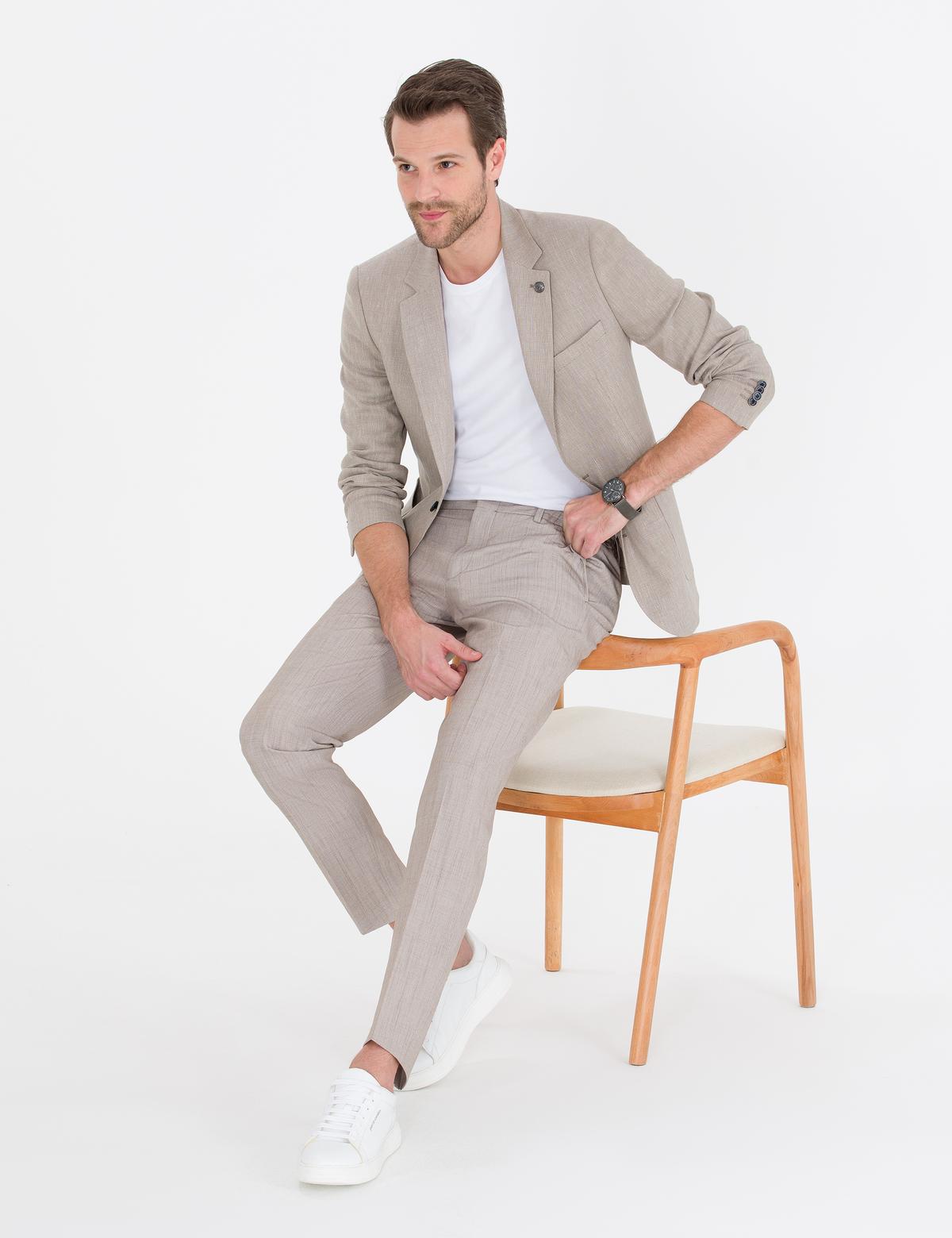 Açık Kahverengi Ex. Slim Fit Kumaş Pantolon