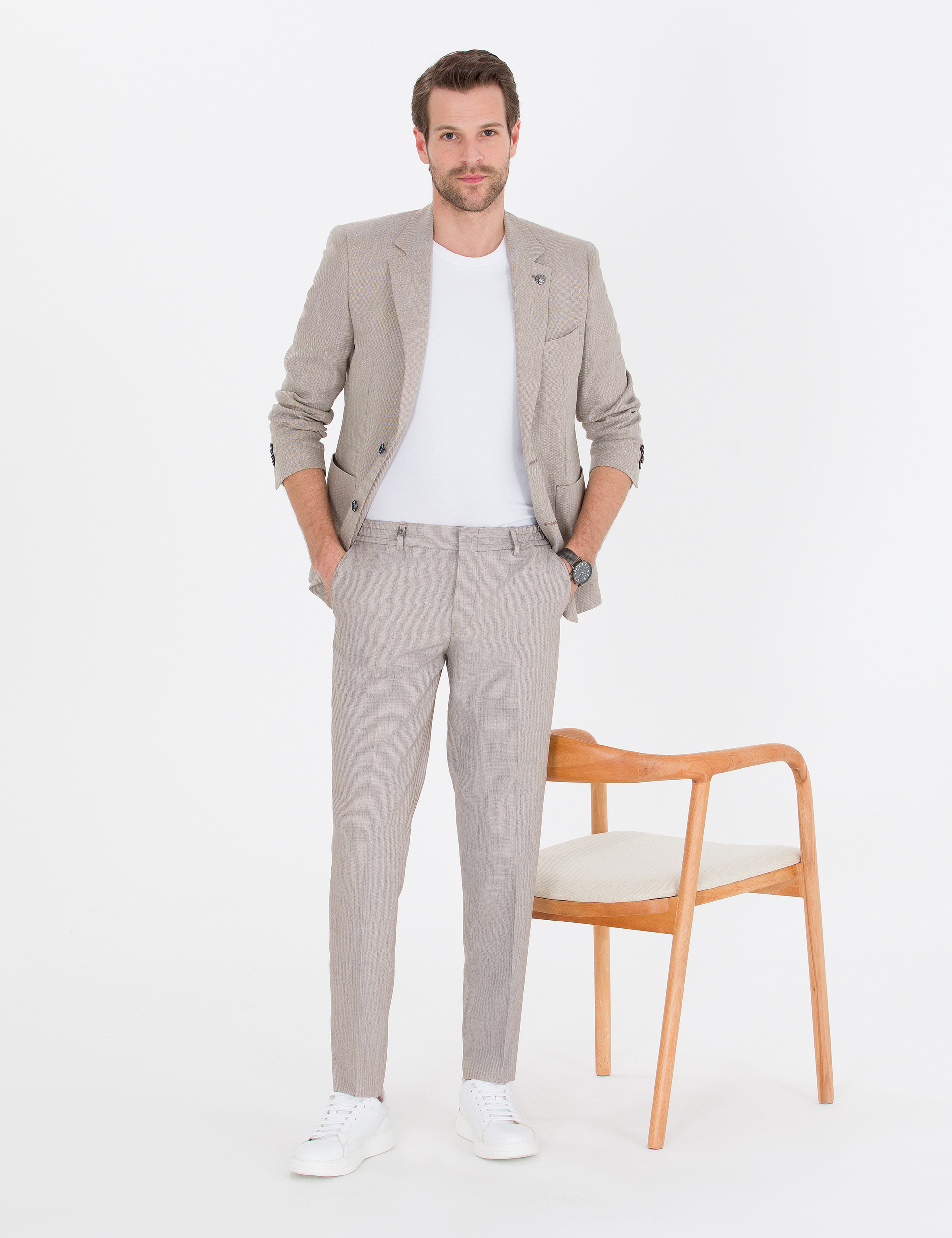 Açık Kahverengi Ex. Slim Fit Kumaş Pantolon - Image 3