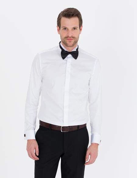 Beyaz Slim Fit Smokin Gömlek - 50251058008