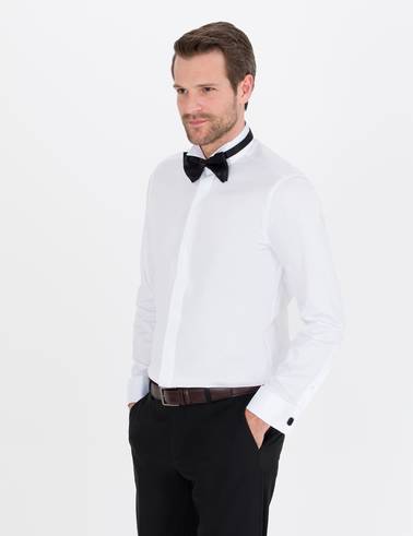 Beyaz Slim Fit Smokin Gömlek
