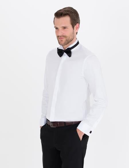 Beyaz Slim Fit Smokin Gömlek - 50251058008