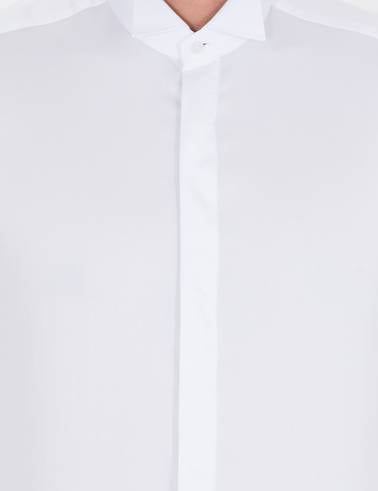 Beyaz Slim Fit Smokin Gömlek