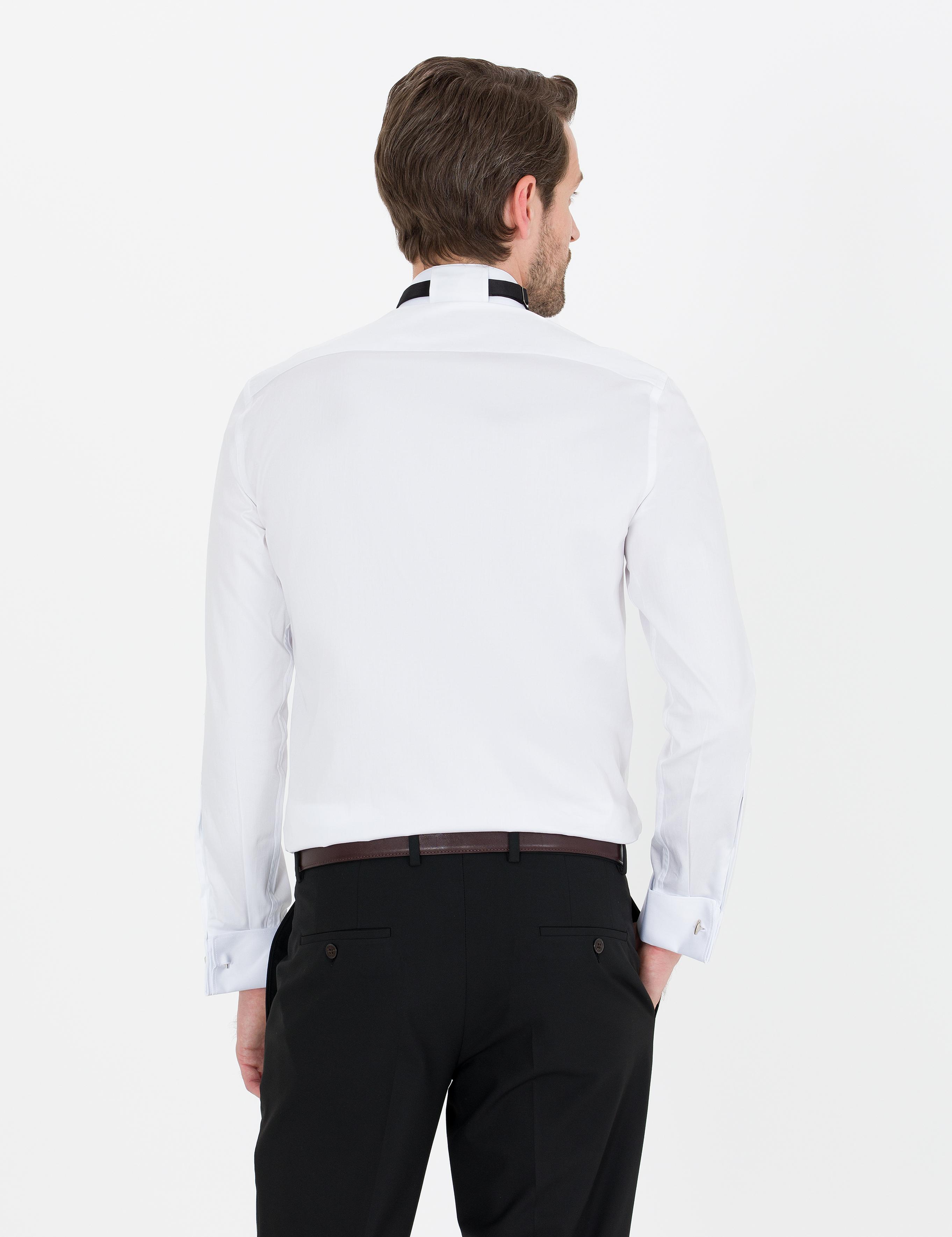 Beyaz Slim Fit Smokin Gömlek