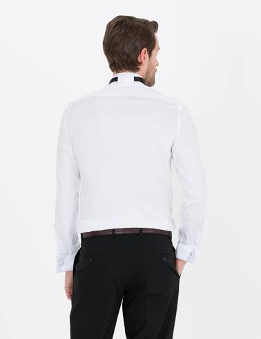 Beyaz Slim Fit Smokin Gömlek