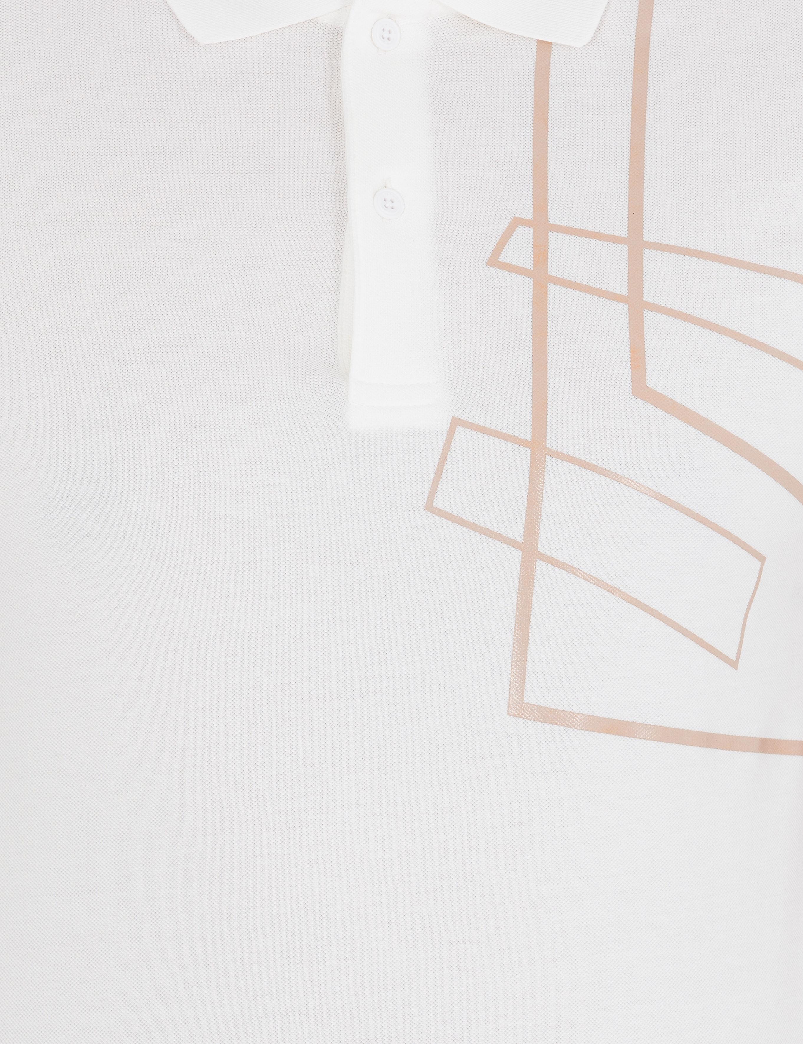 Ekru Slim Fit Baskılı Polo Yaka Tişört