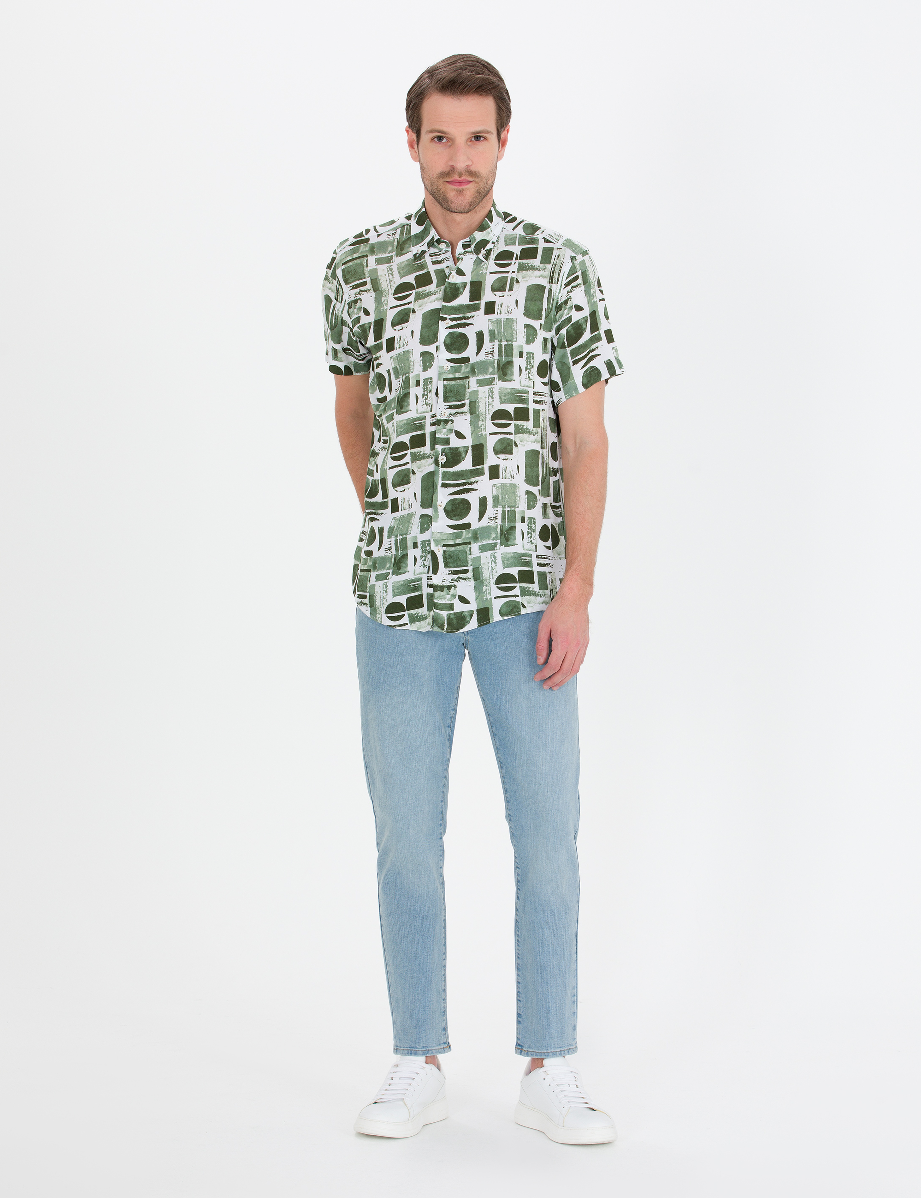 Haki Regular Fit Kısa Kollu Gömlek - Image 3
