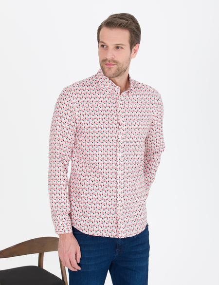 Nar Çiçeği Slim Fit Uzun Kollu Gömlek - 50264910036