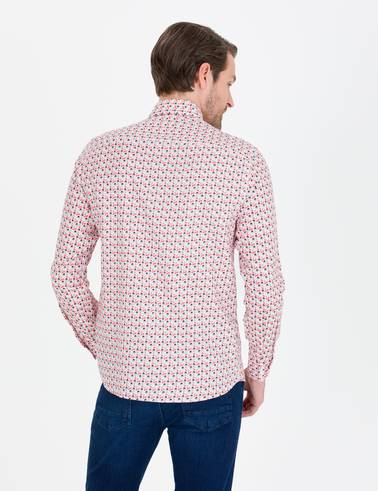 Nar Çiçeği Slim Fit Uzun Kollu Gömlek