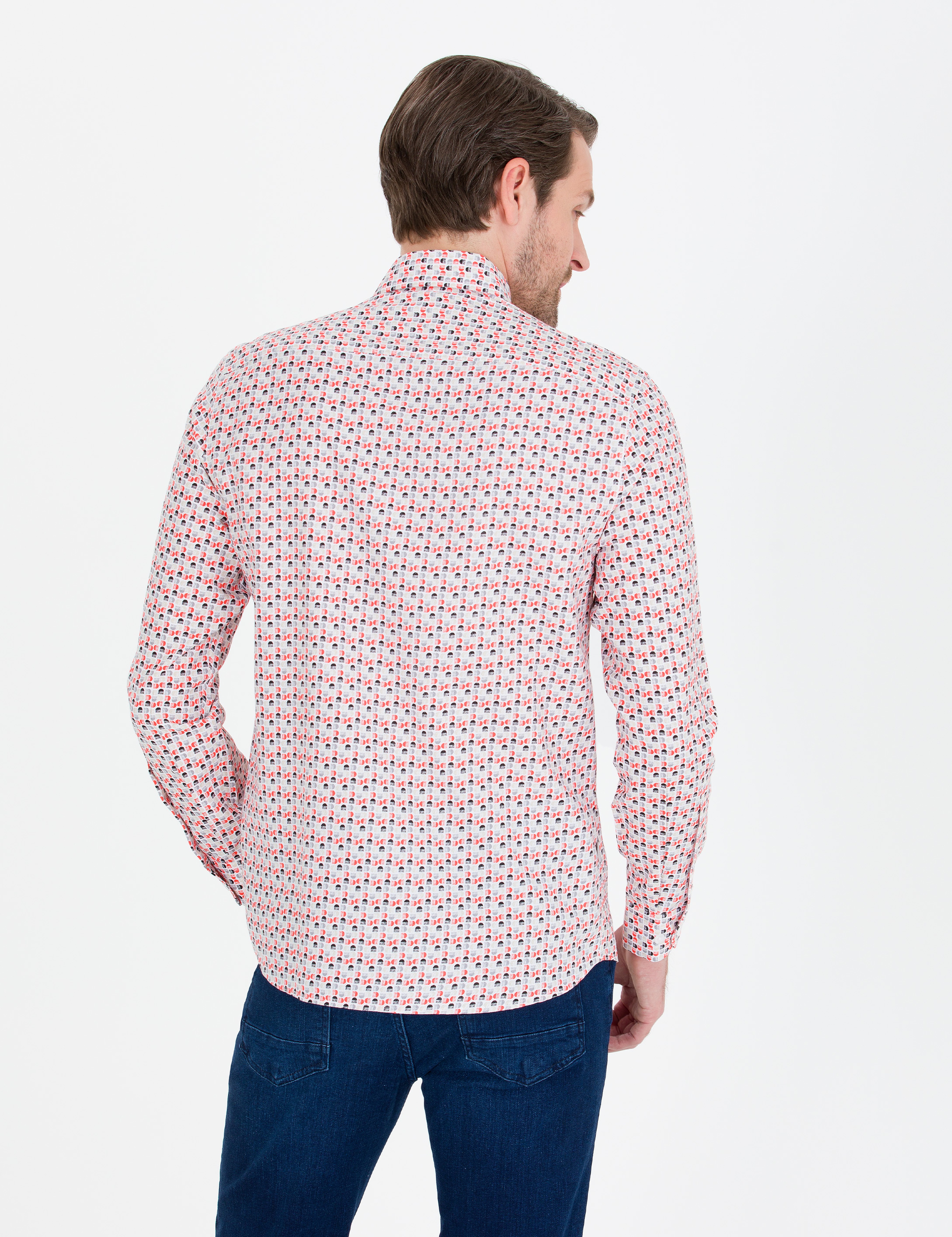 Nar Çiçeği Slim Fit Uzun Kollu Gömlek - Image 5