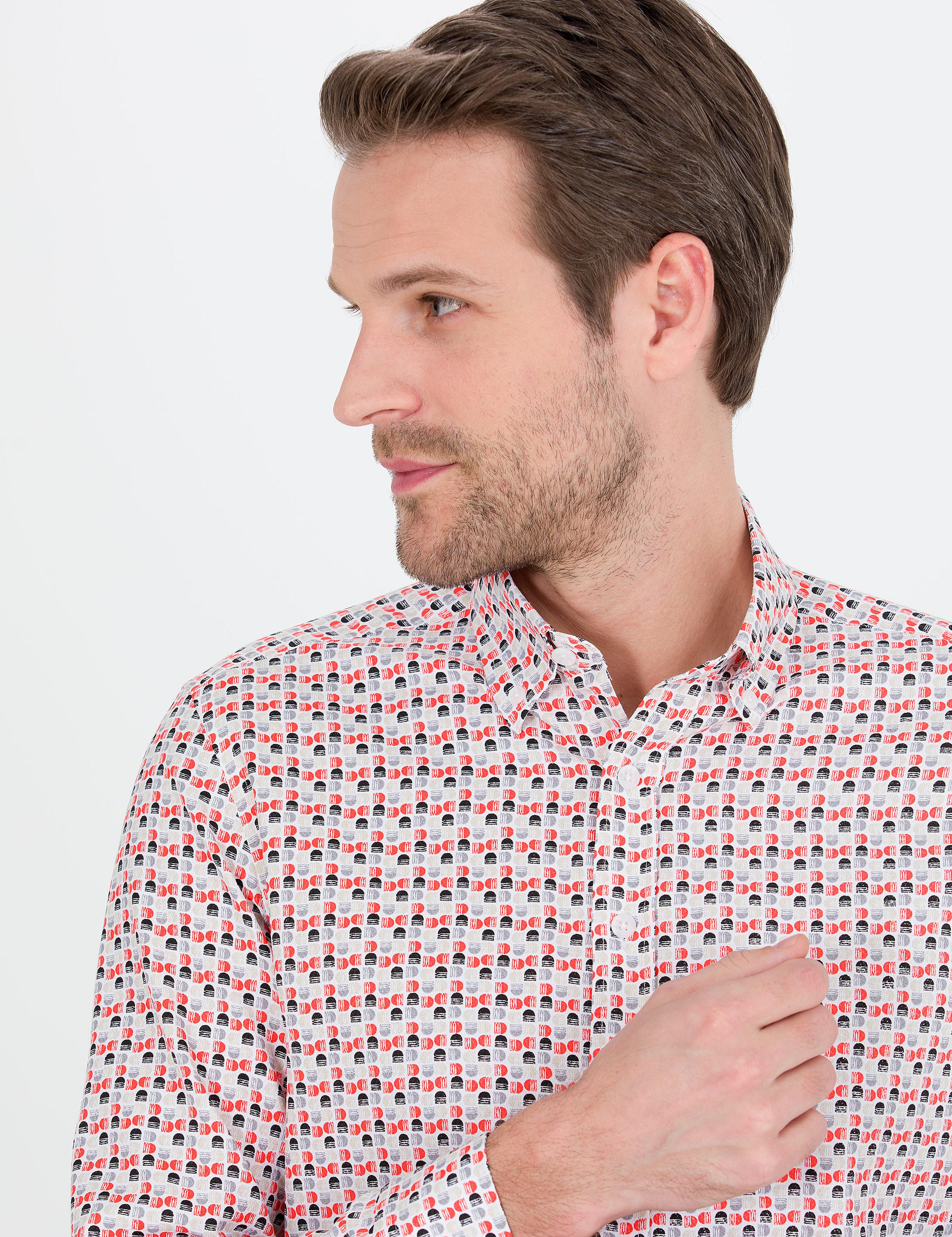 Nar Çiçeği Slim Fit Uzun Kollu Gömlek