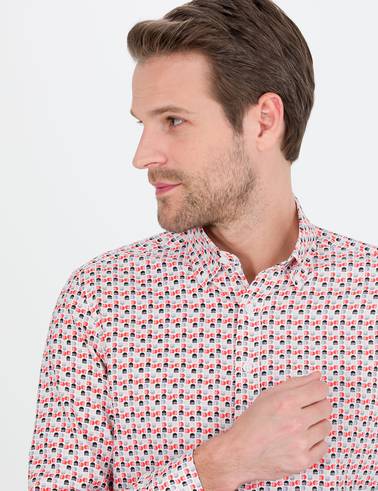 Nar Çiçeği Slim Fit Uzun Kollu Gömlek