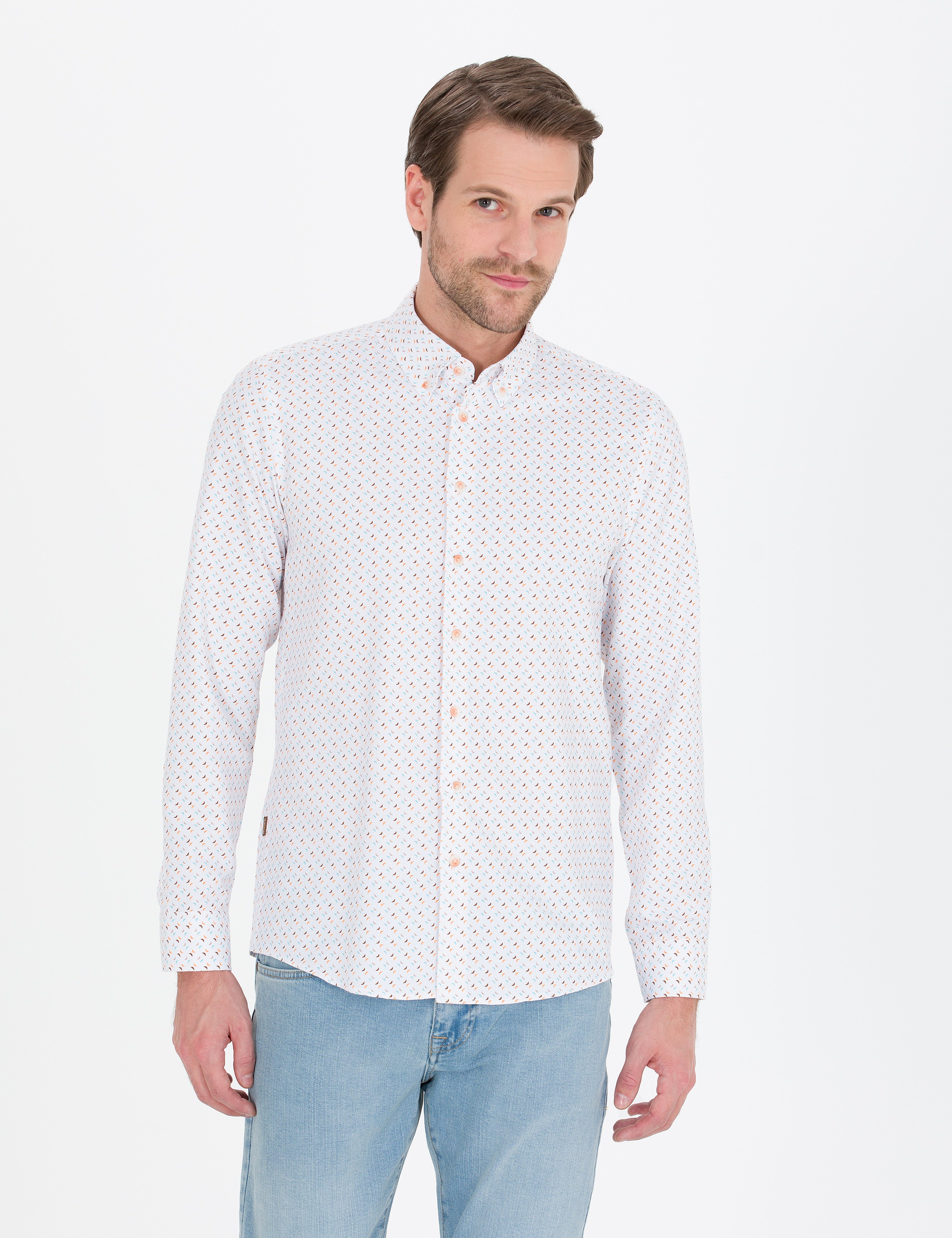 Pembe Slim Fit Uzun Kollu Gömlek - Image 1