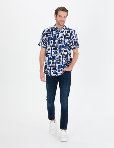 Lacivert Regular Fit Kısa Kollu Gömlek - 50265094023